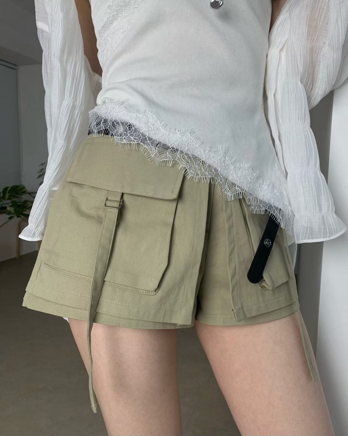 掛帶口袋褲裙