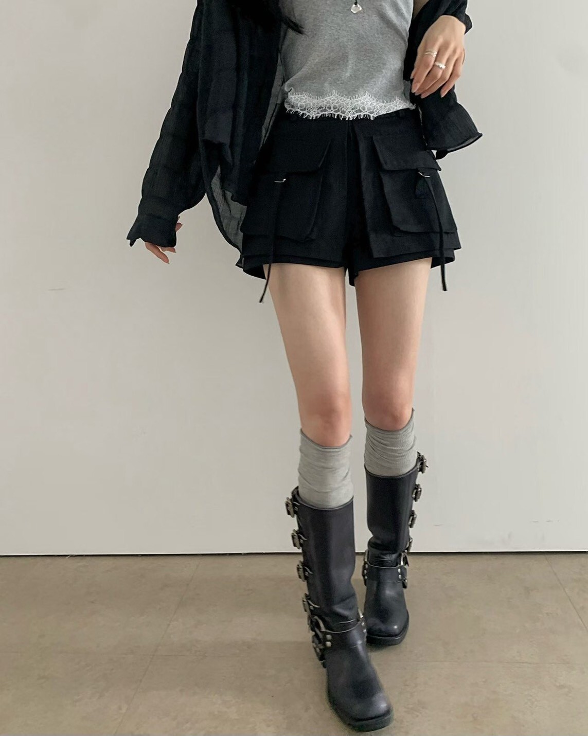 掛帶口袋褲裙