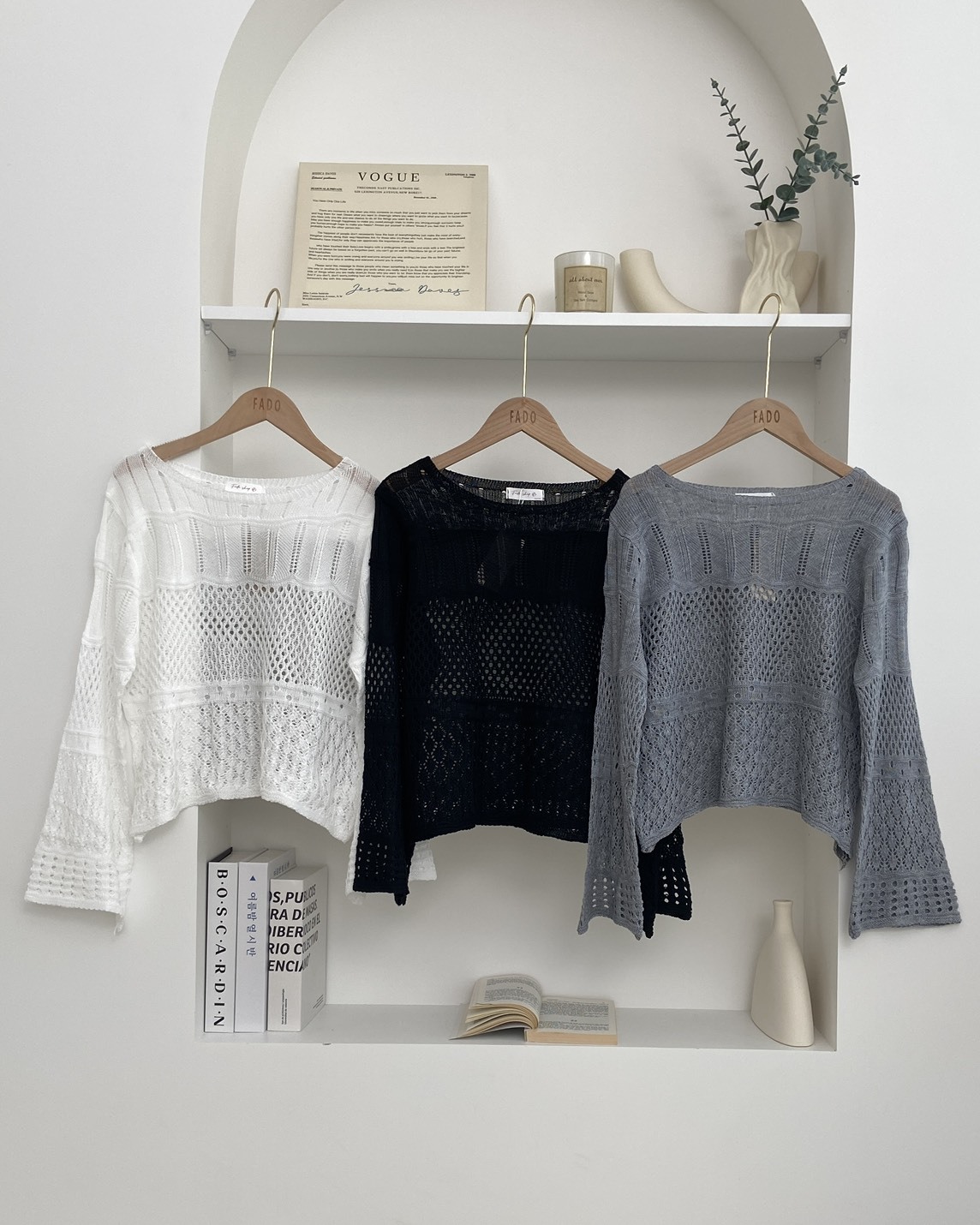法朵Fado shop｜鏤空織紋圓領針織衫 011F012 三色