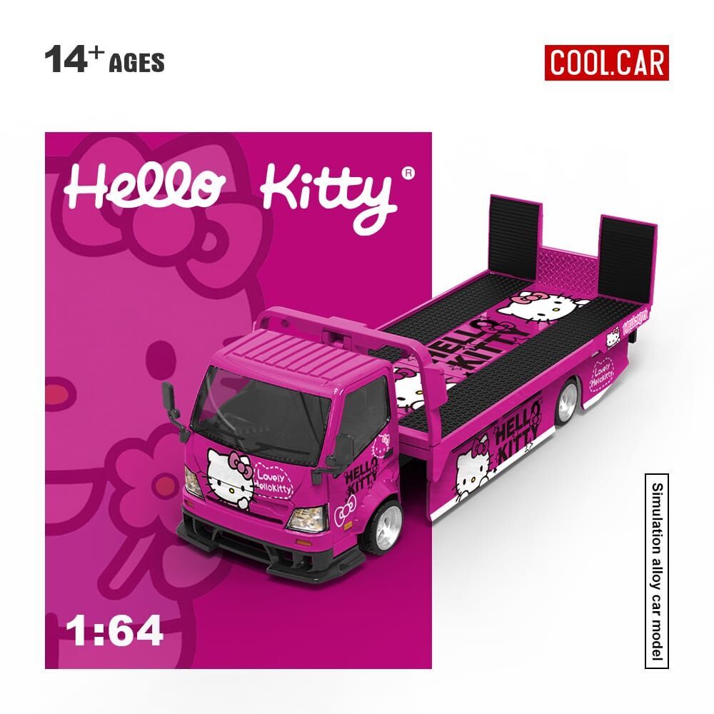 PO-$230 * COOL CAR * 1:64 H300 TOW TRUCK DARK PINK KITTY LIVERY