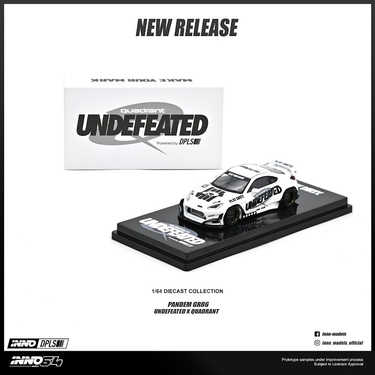 PO-$212 * INNO64 * 1:64 TOYOTA GR86 PANDEM ROCKET BUNNY UNDEFEATED X QUADRANT