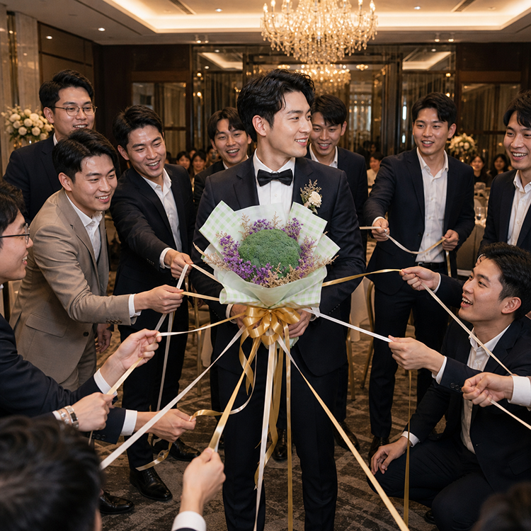 捧花遊戲花椰菜,新郎伴郎抽捧花遊戲