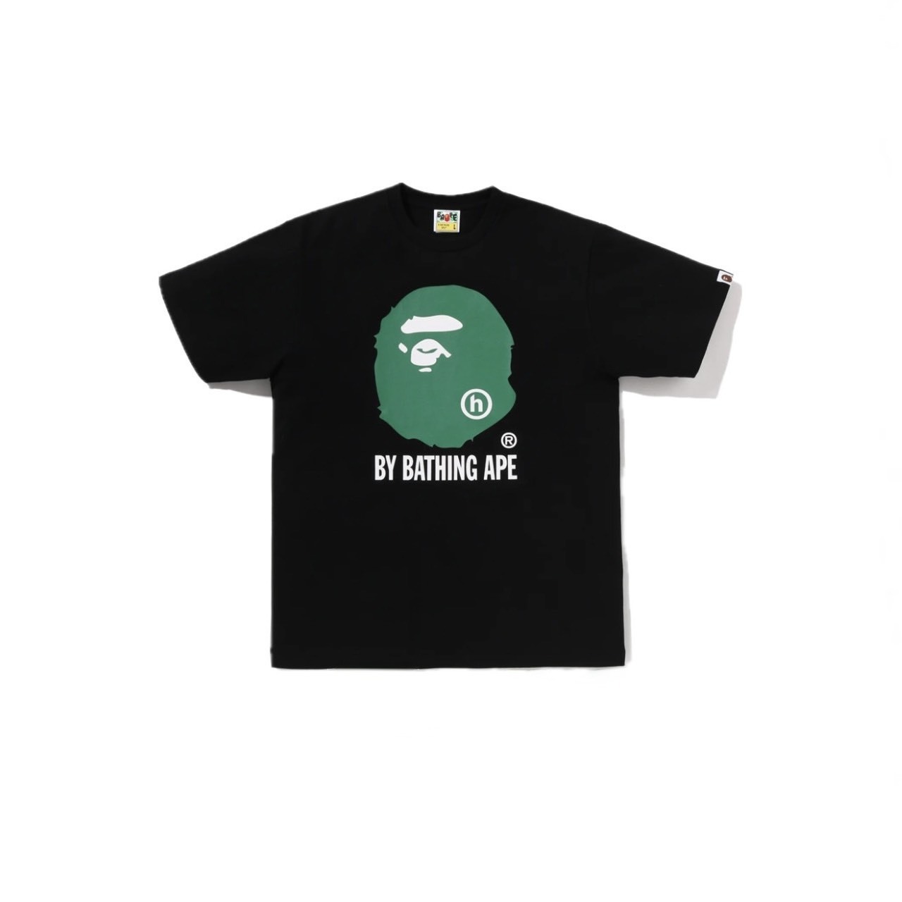 -(B3b01)-A BATHING APE BAPE X HIDDEN 聯名 猿人頭 膠印 短Ｔ黑色/白色-001TEM231901C