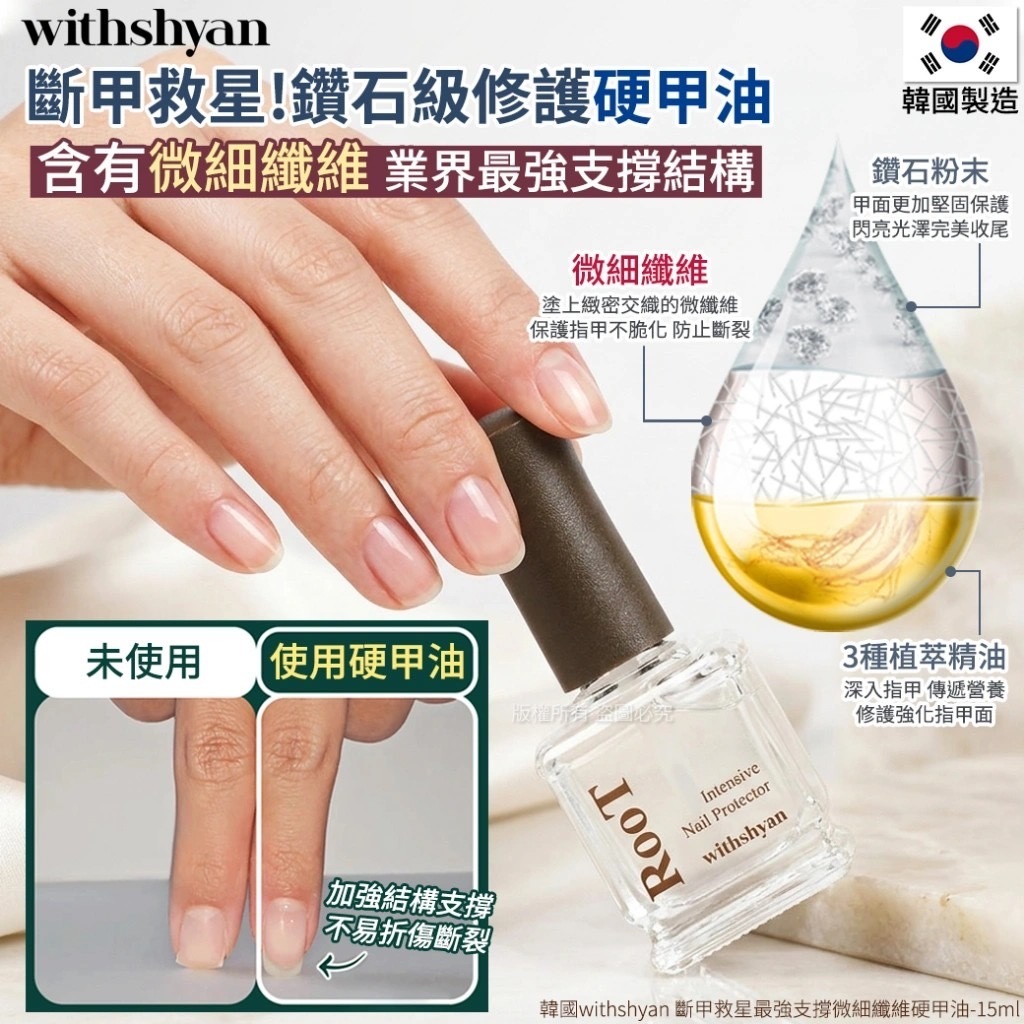 韓國withshyan斷甲救星最強支撐微細纖維硬甲油15ml