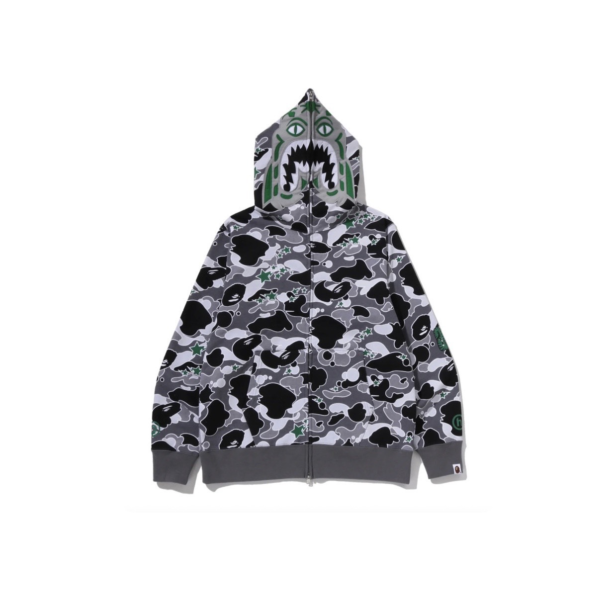 A BATHING APE BAPE X HIDDEN STA CAMO TIGER FULL ZIP HOODIE 聯名款 老虎 星星 迷彩 連帽外套-001ZPM231901C