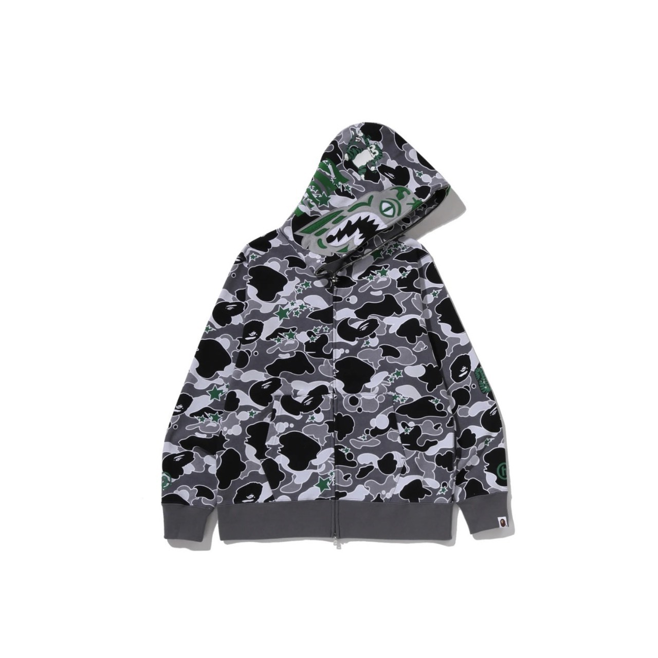 A BATHING APE BAPE X HIDDEN STA CAMO TIGER FULL ZIP HOODIE 聯名款 老虎 星星 迷彩 連帽外套-001ZPM231901C