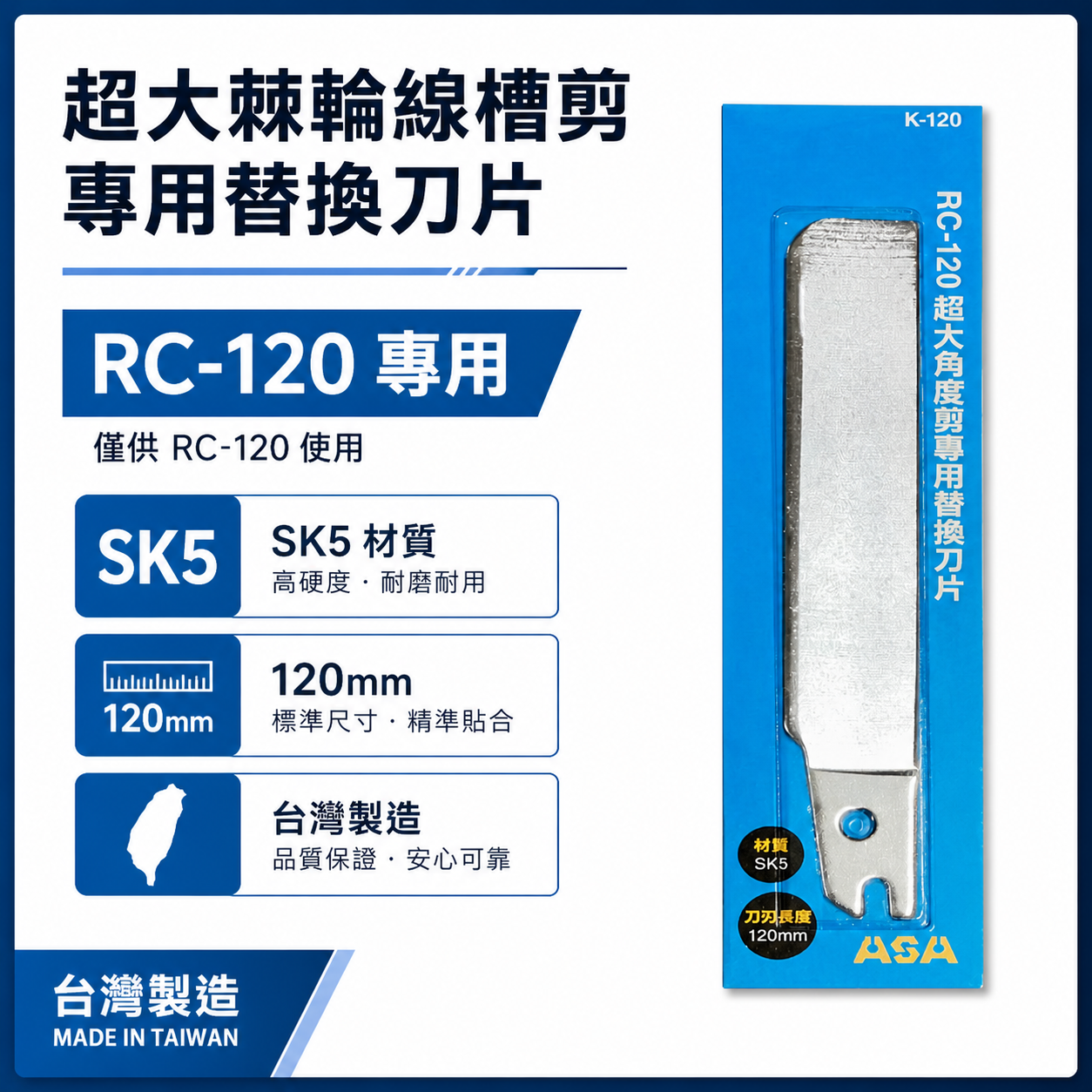 只有刀片1片｜RC-120超大棘輪角度剪 線槽剪專用替換刀片 僅供ASA RC-120使用替換刀刃｜台灣製