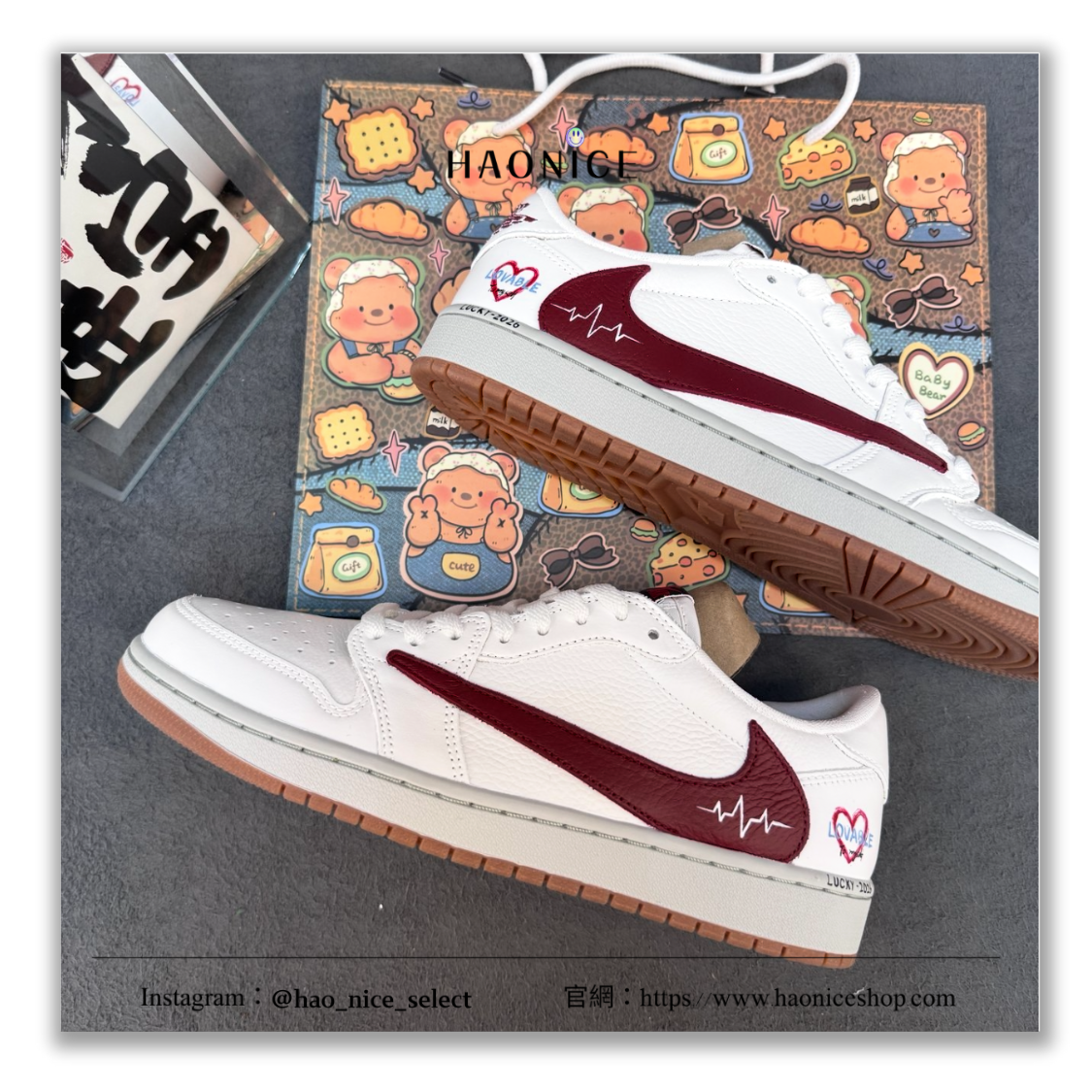 【HAO NICE】客製🎨Air Jordan 1 x Travis Scott 紅白心跳 心電圖 倒勾 板鞋 籃球鞋 假一賠十 配合legit 驗貨
