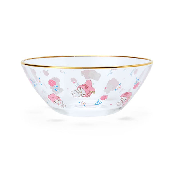 日本製Sanrio 金色鑲邊透明玻璃餐具系列 玻璃碗
