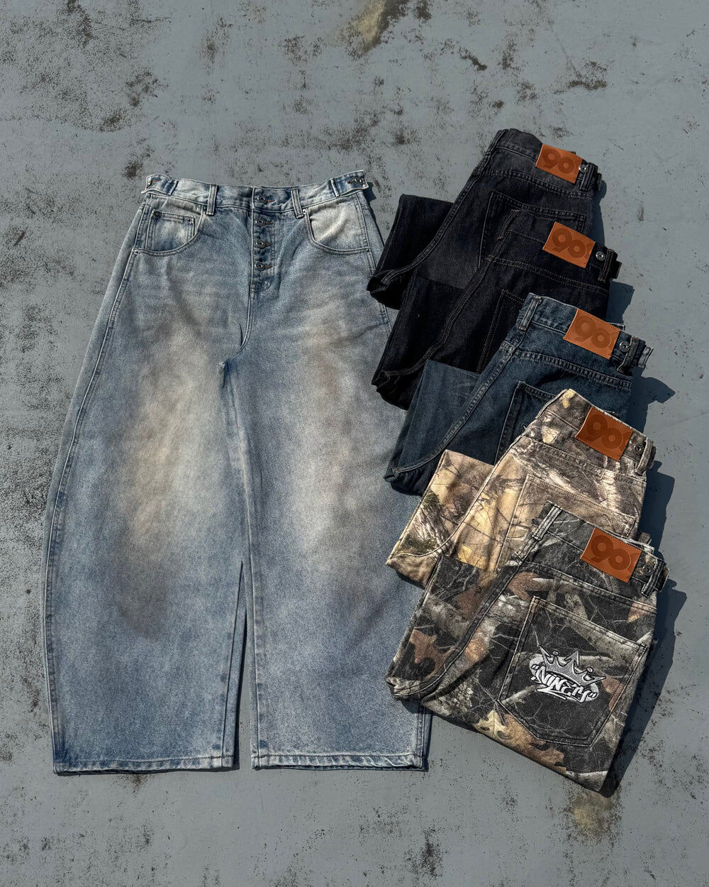 <日本限定>9090 King Logo Slub 國王 水洗 排扣 長褲 六色
