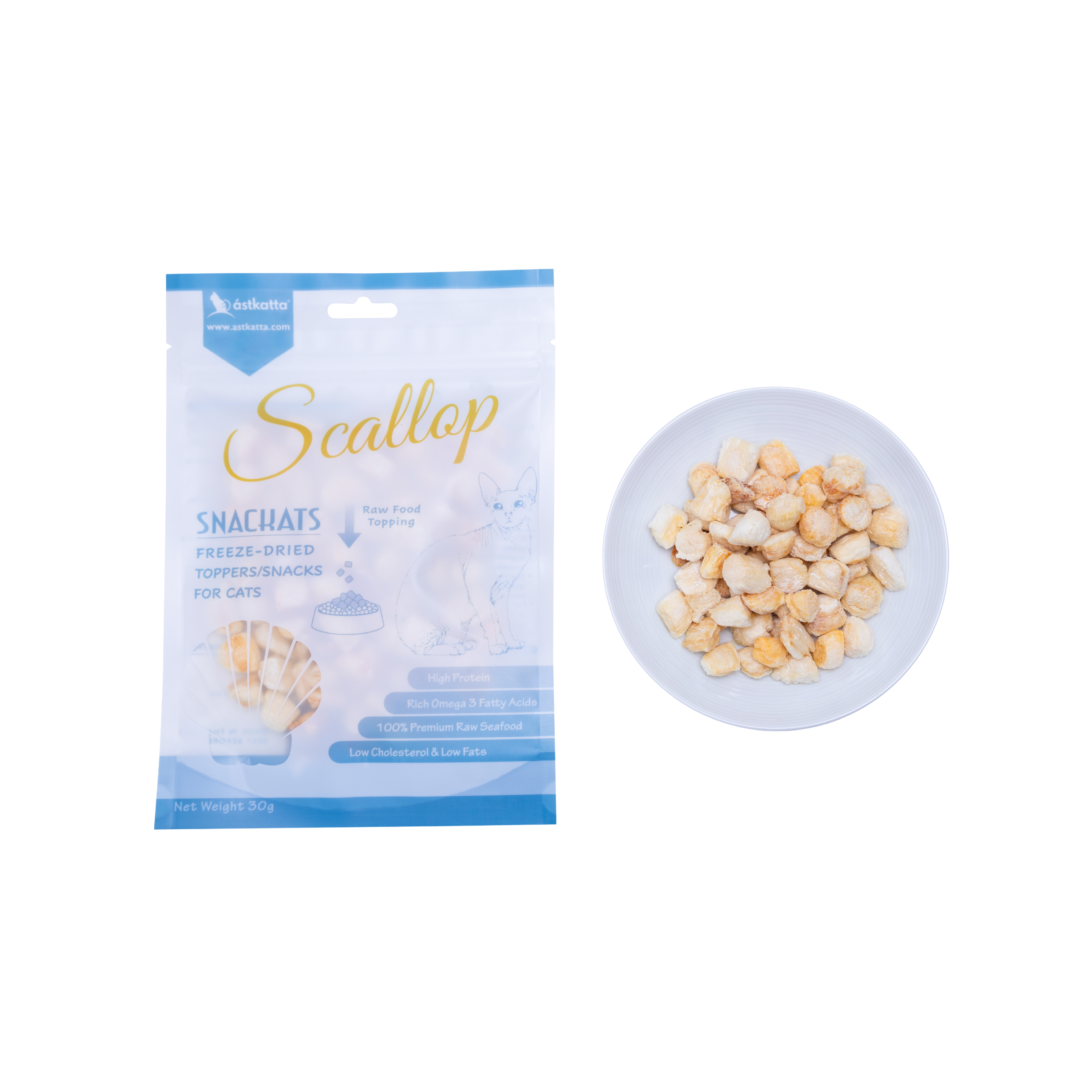 Astkatta冰島| 凍乾貓小食|  原隻帶子+Omega 3| 30g