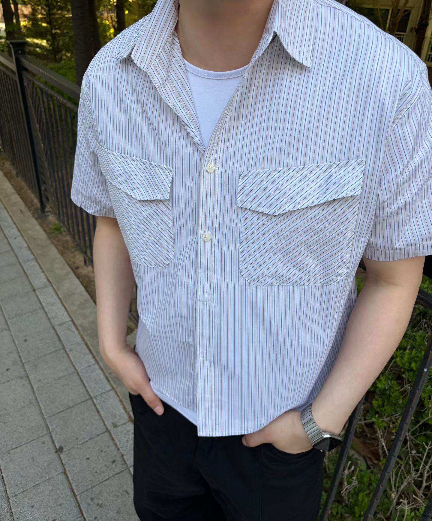 直紋短袖恤衫 TAT-006T