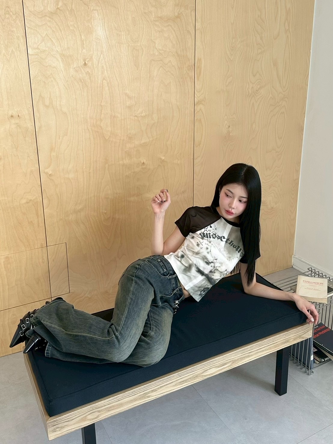 甜酷暈染拼接上衣