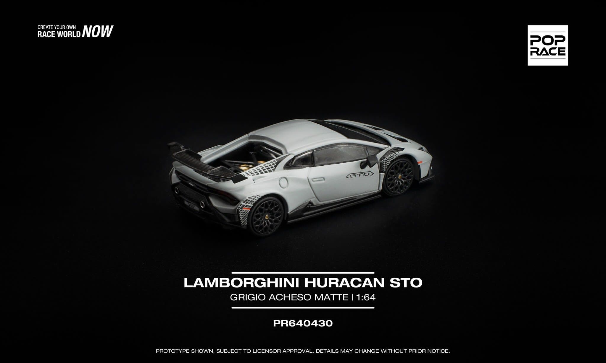 預訂:1/64 Pop Race Lamborghini Huracan STO Grigio Acheso Matte (PR640430 )