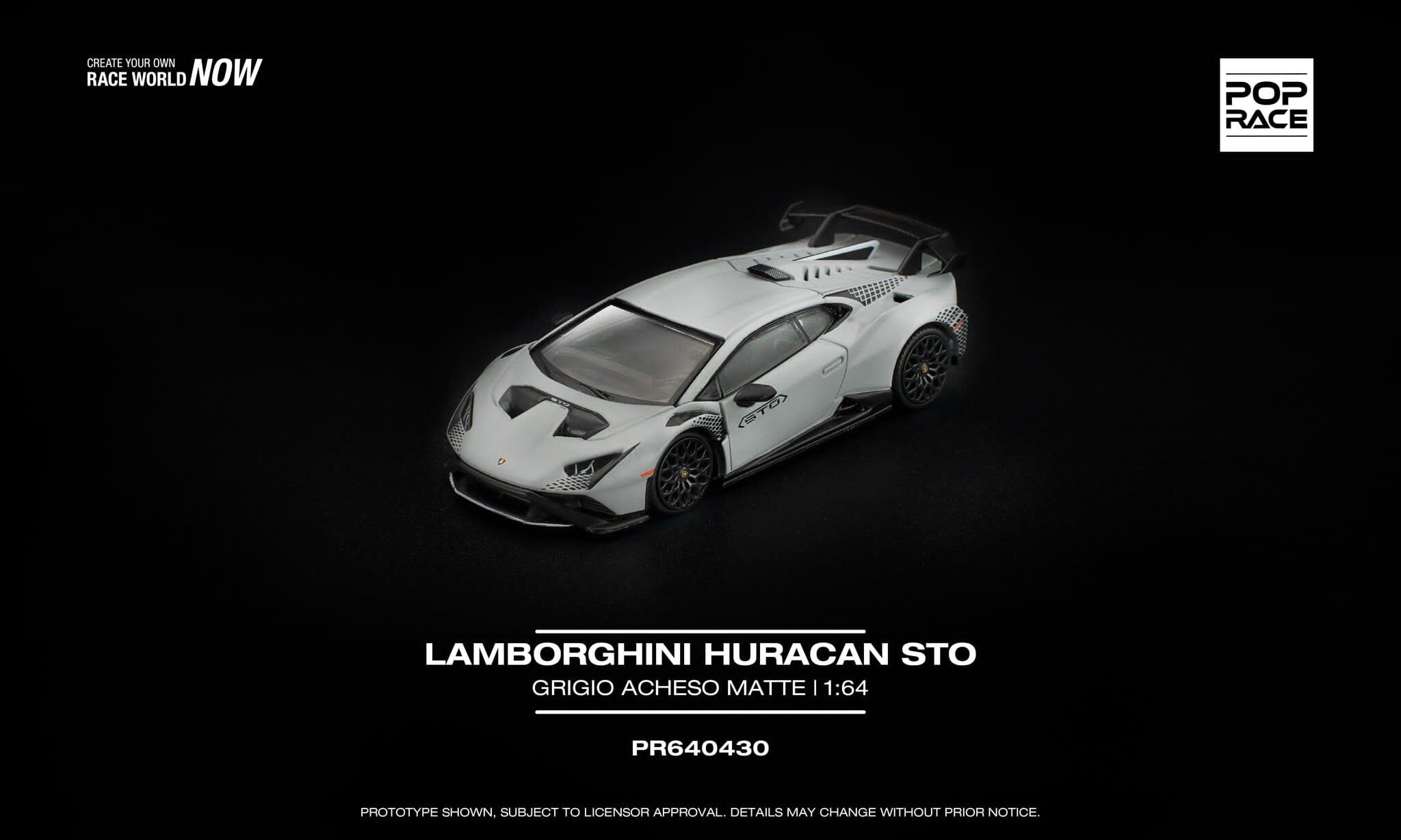 預訂:1/64 Pop Race Lamborghini Huracan STO Grigio Acheso Matte (PR640430 )