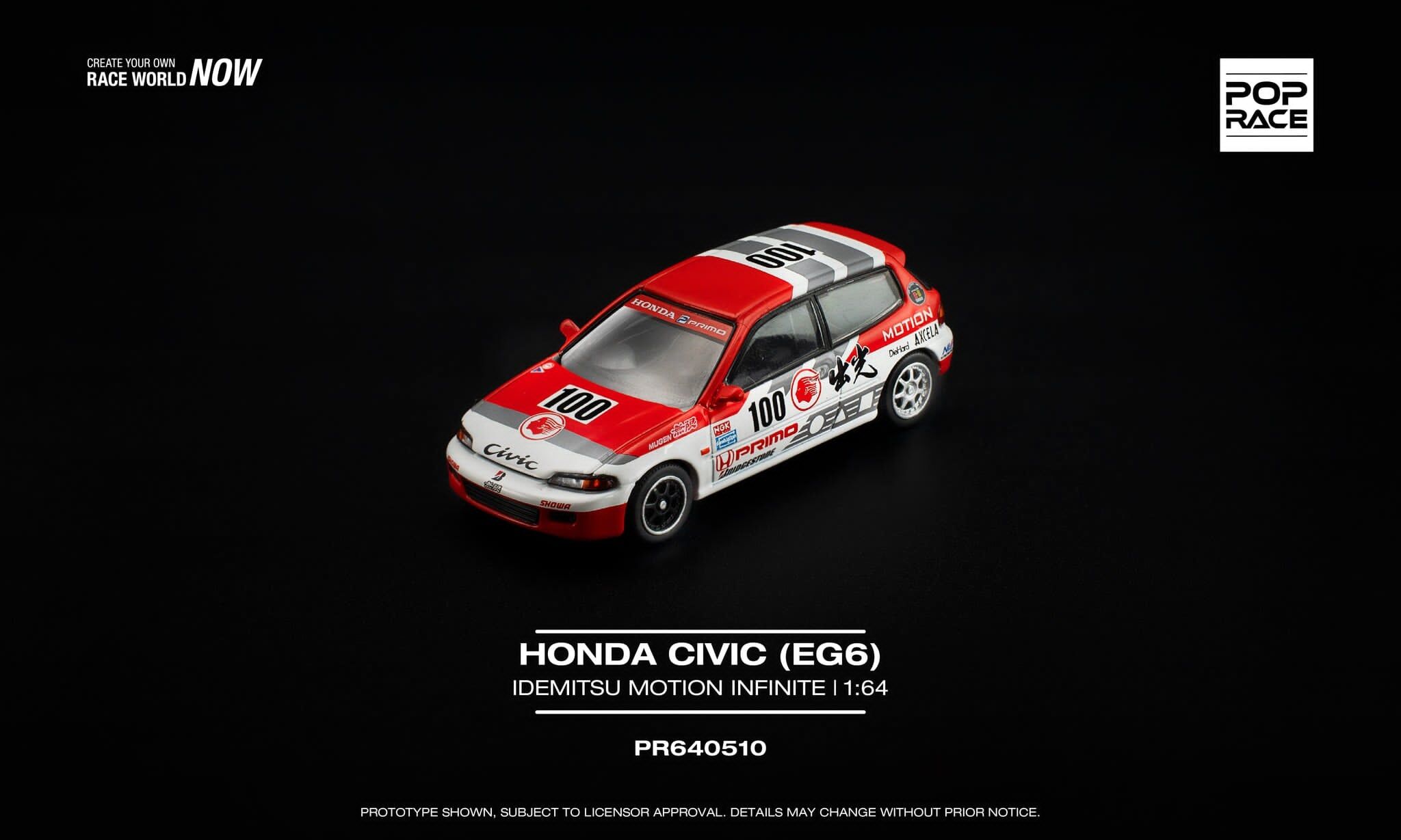 預訂:1/64 Pop Race Honda Civic (EG6) Idemitsu Motion Infinite (PR640510 )