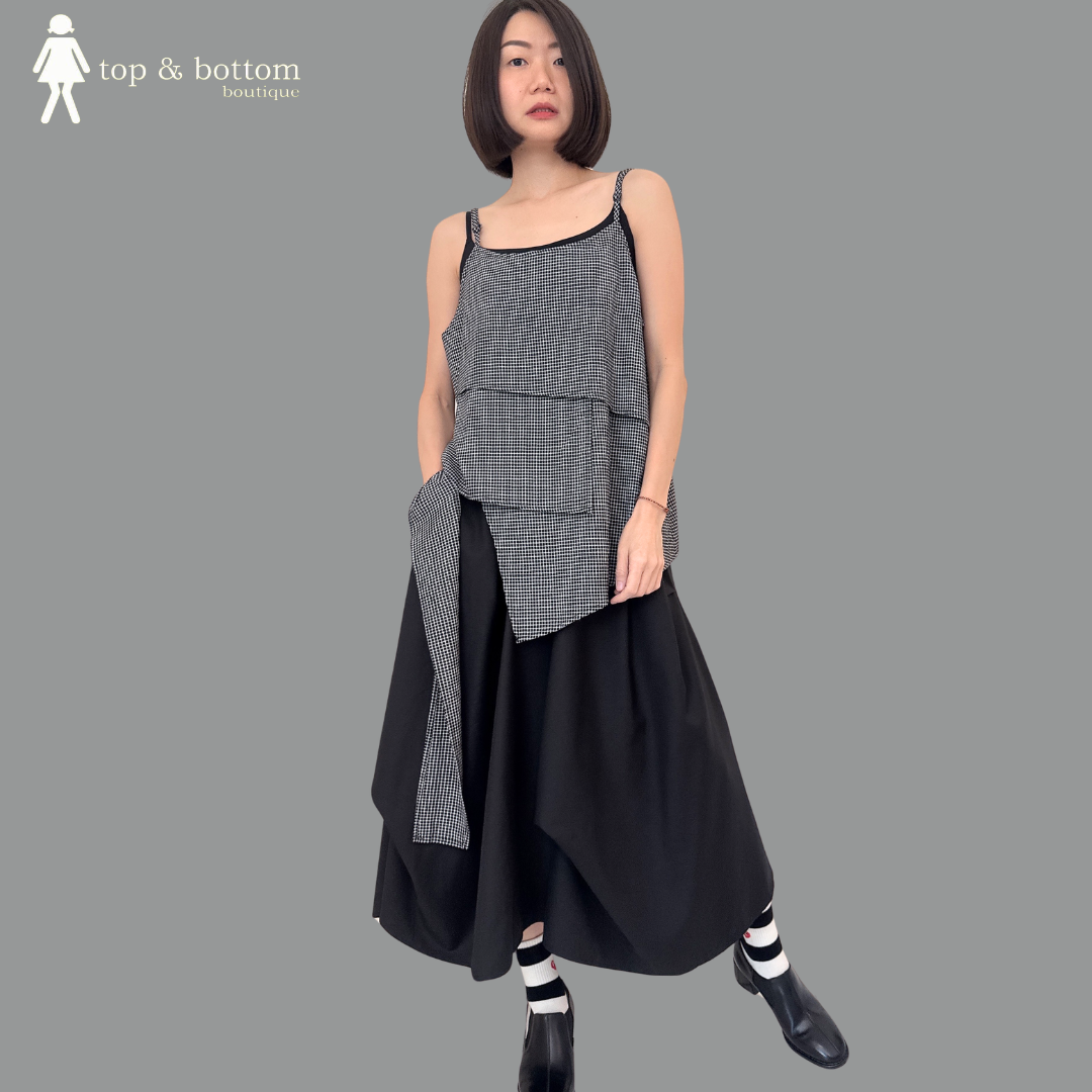 HIGH WAISTED ASYMMETRIC MIDI SKIRT