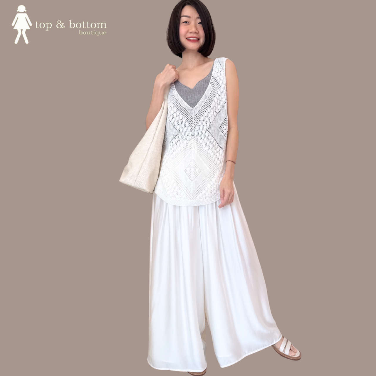 ELASTIC WAISTED SILKY COTTON WIDE LEG PANT