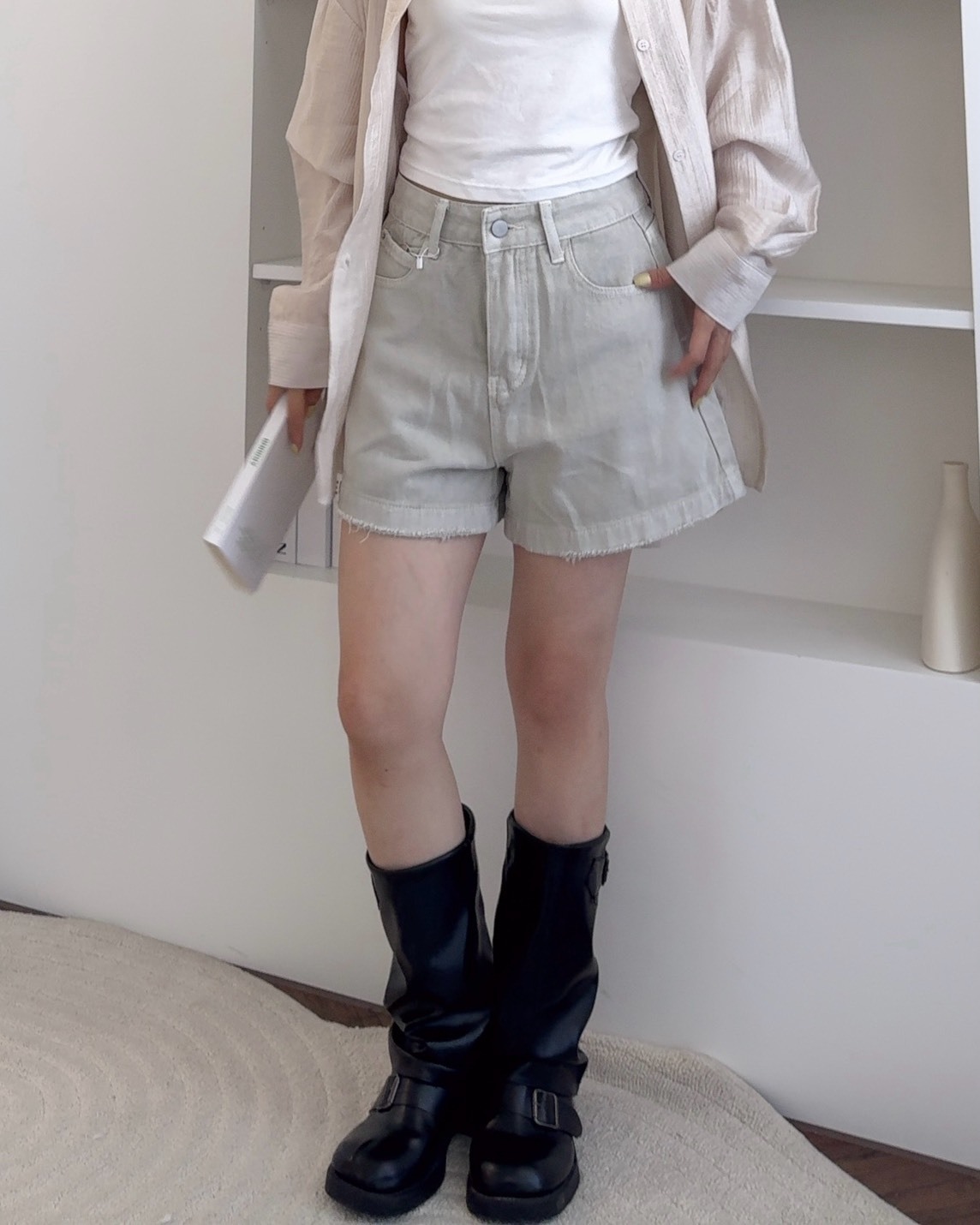 法朵Fado shop｜復古刷色毛邊短褲 250B023 三色