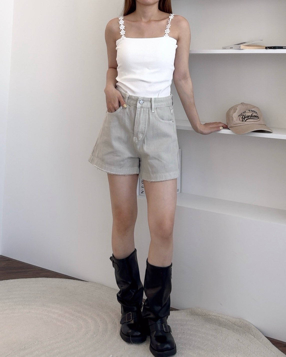 法朵Fado shop｜復古刷色毛邊短褲 250B023 三色