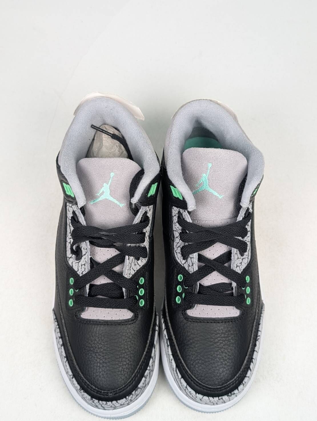 微瑕疵-左右腳中底鞋底色差 DM0967-031 5.5Y  Air Jordan 3 Retro "Green Glow" GS 爆裂紋 綠光 黑綠 大童 女鞋
