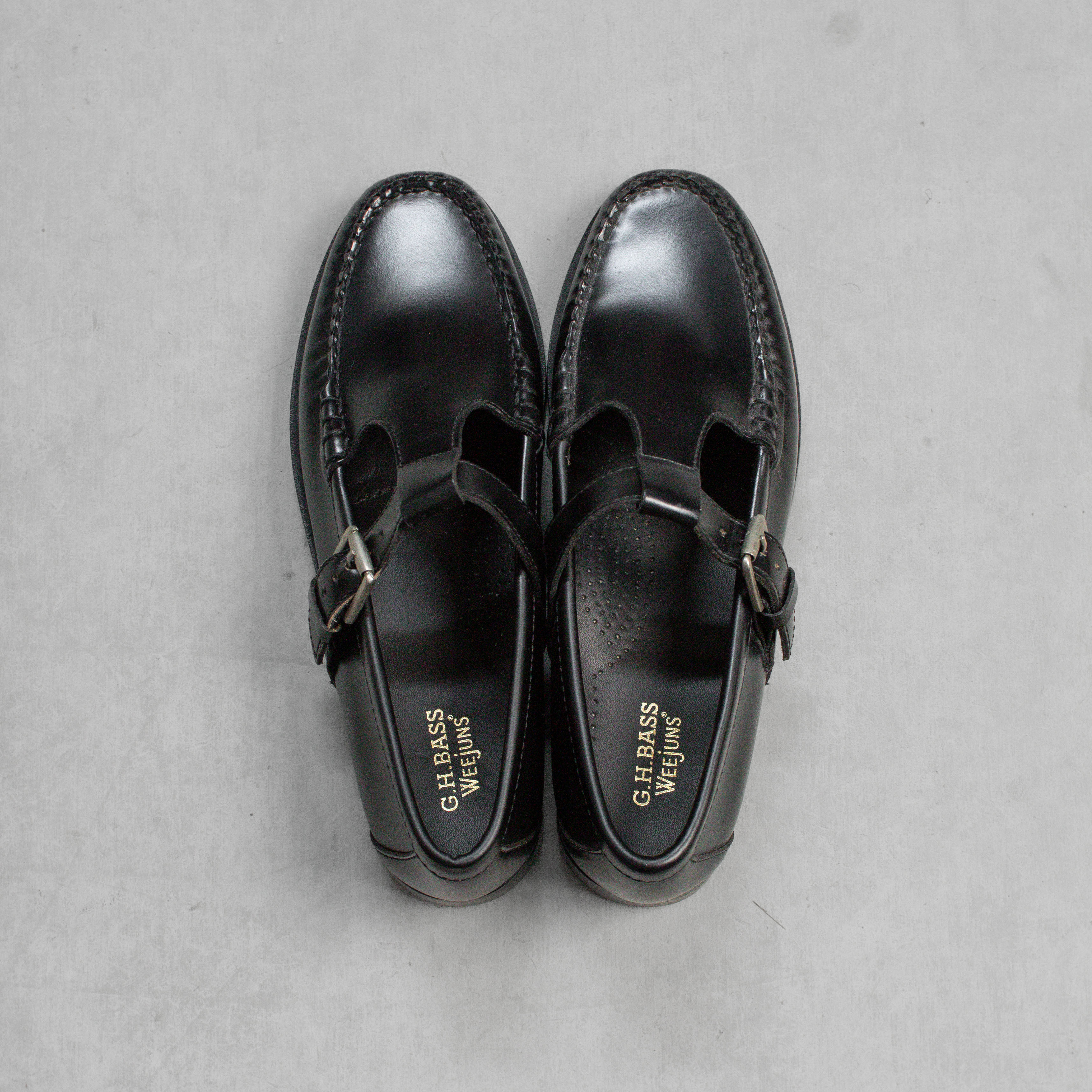 WOMENS G.H.BASS WEEJUNS MARY JANES 黑色 牛皮 瑪麗珍 涼鞋