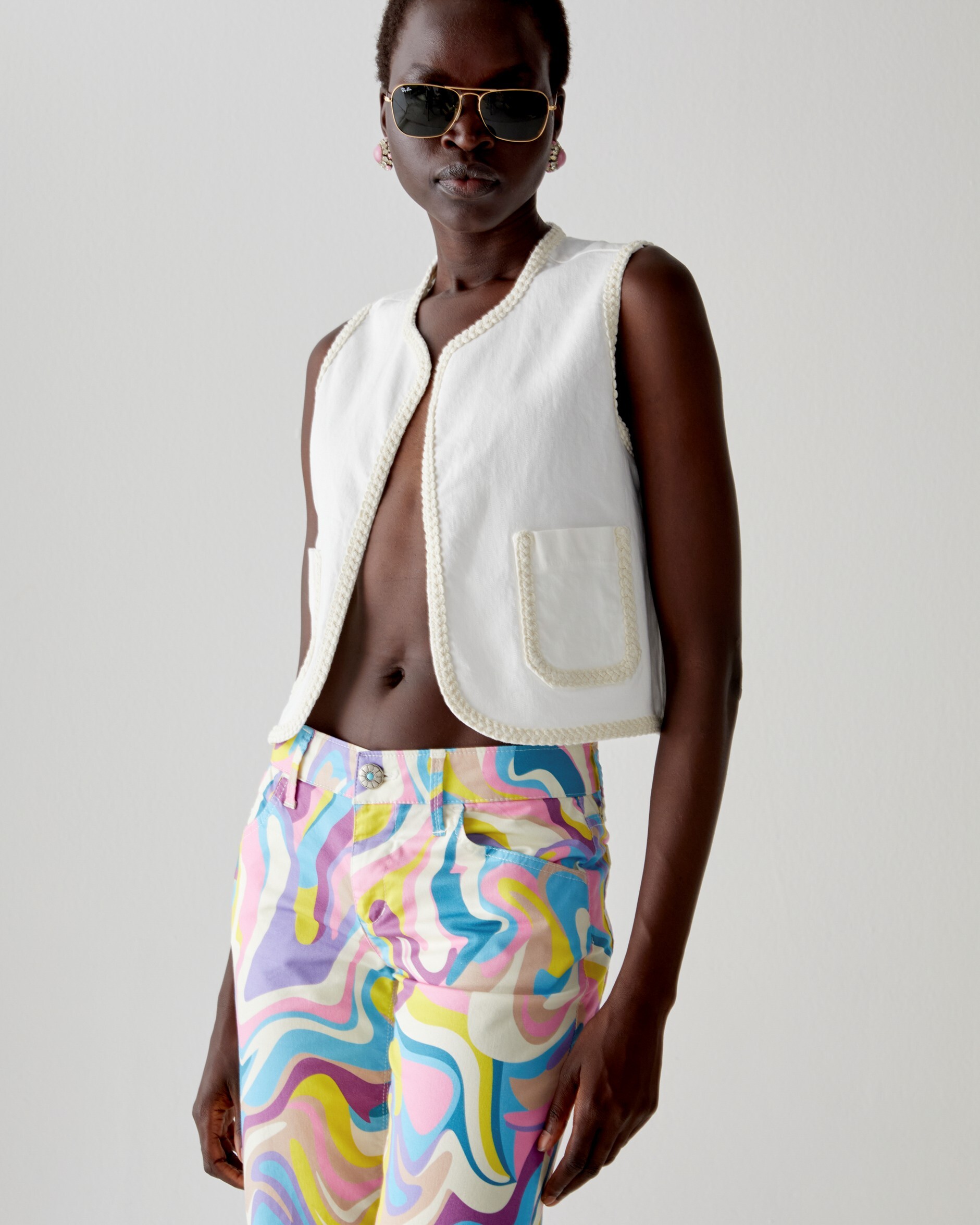 1SJ0503-013 [SHAFT JEANS] Gilet (Con Treccia) Off-White #BP1D5BT2900 (EU)