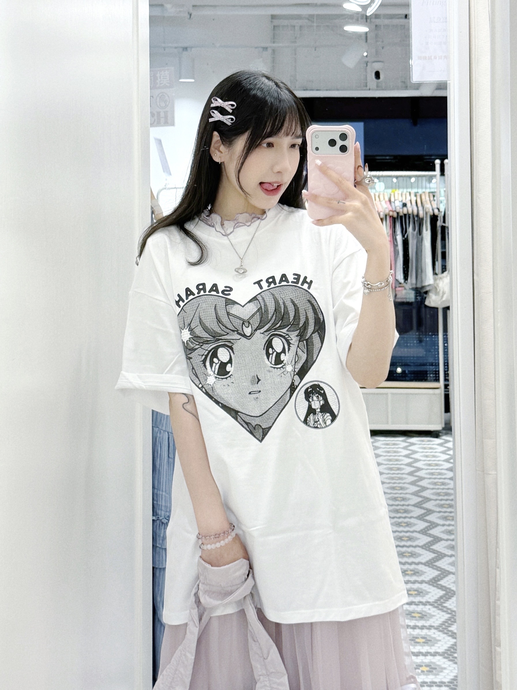 T1413｜心形黑白漫畫感SAILOR MOON TEE 🌙🤍