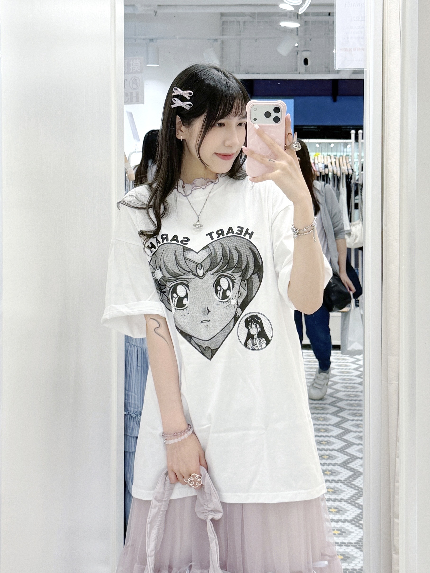 T1413｜心形黑白漫畫感SAILOR MOON TEE 🌙🤍