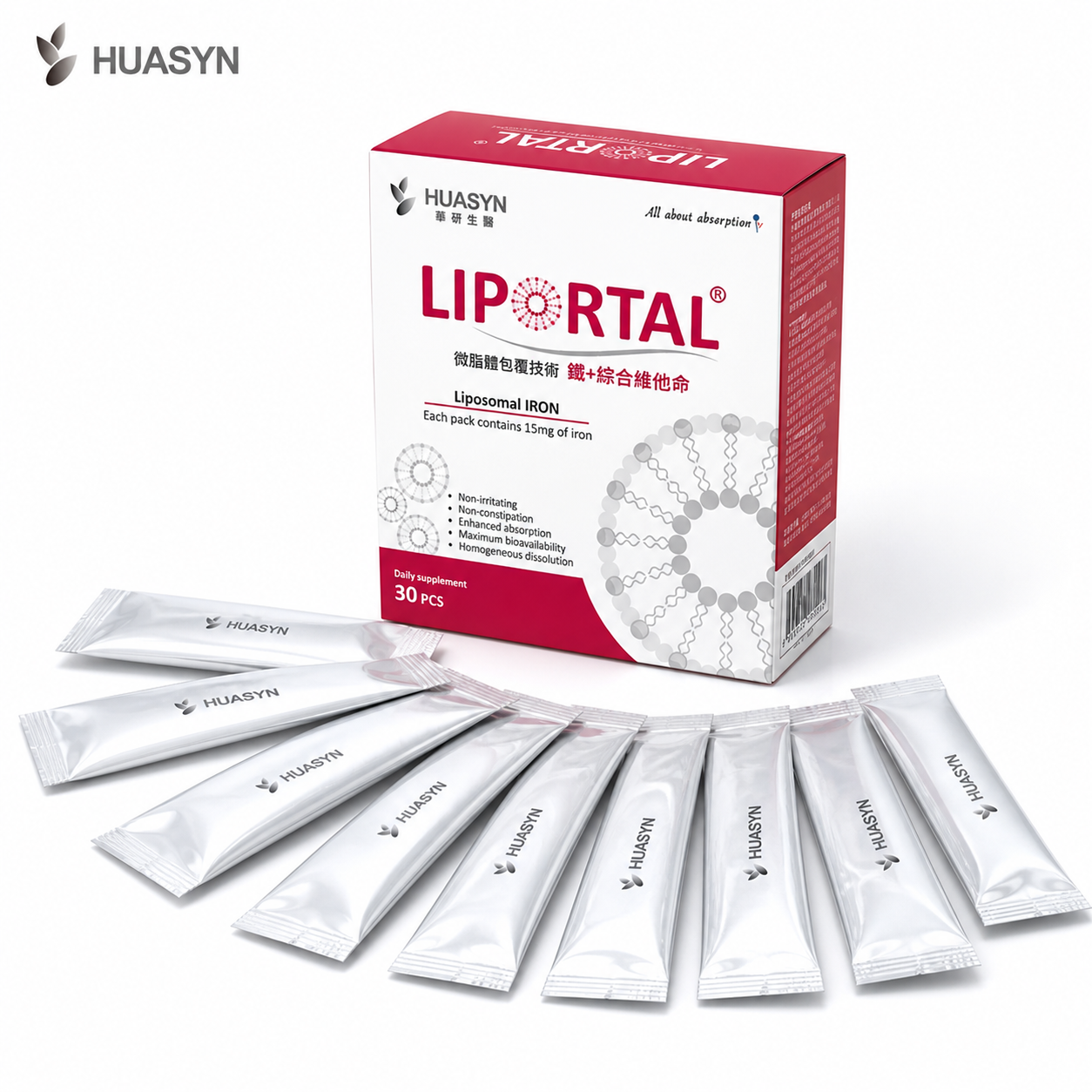 微脂體鐵｜Lipofer®微膠囊鐵、葉酸、維生素B6、維生素B12、蔓越莓口味、營養補給