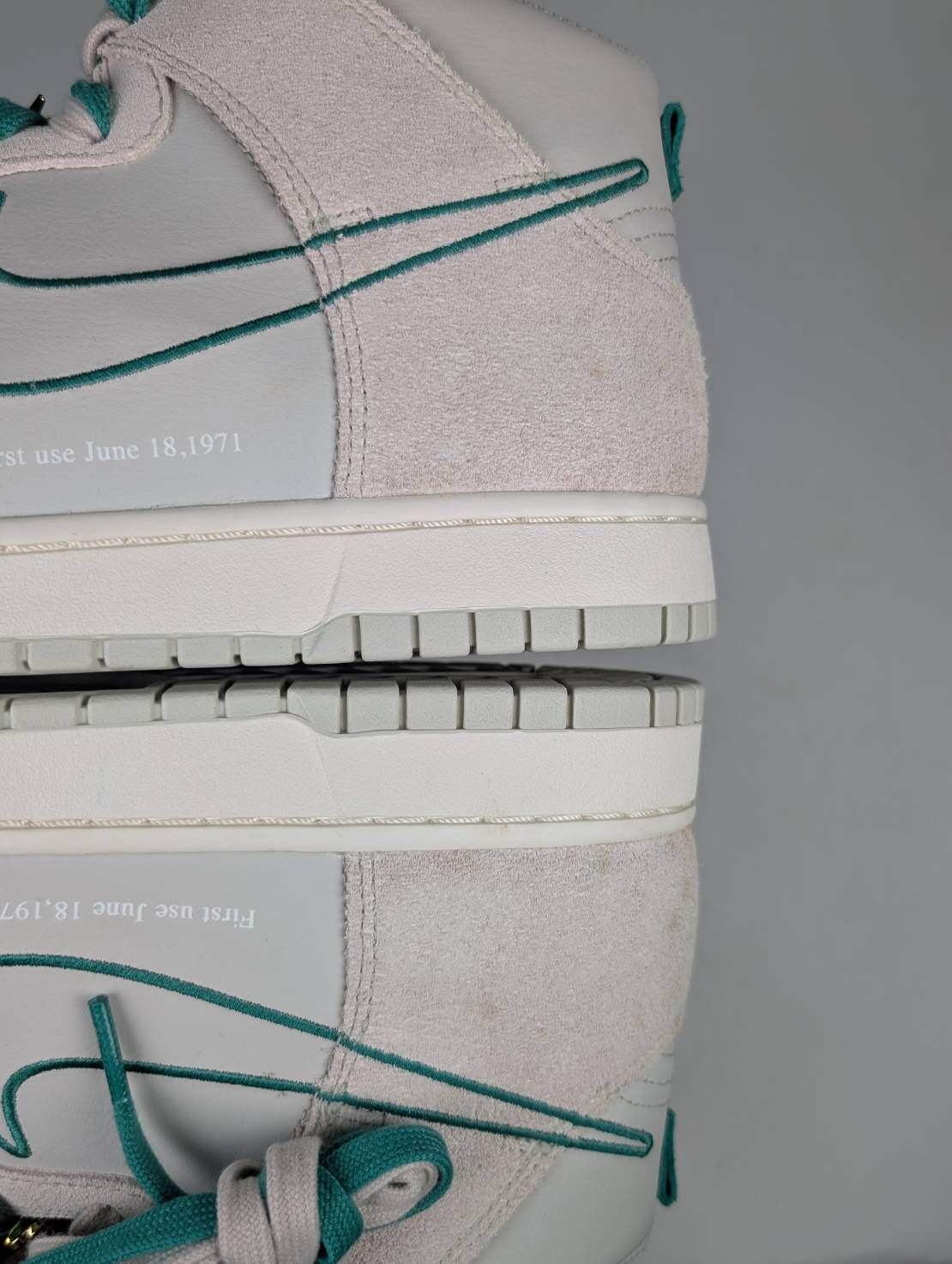 微瑕疵-左右腳內外側號跟髒汙 DH0960-001 M12.5 Nike Dunk High SE Light " Bone " 白綠男鞋