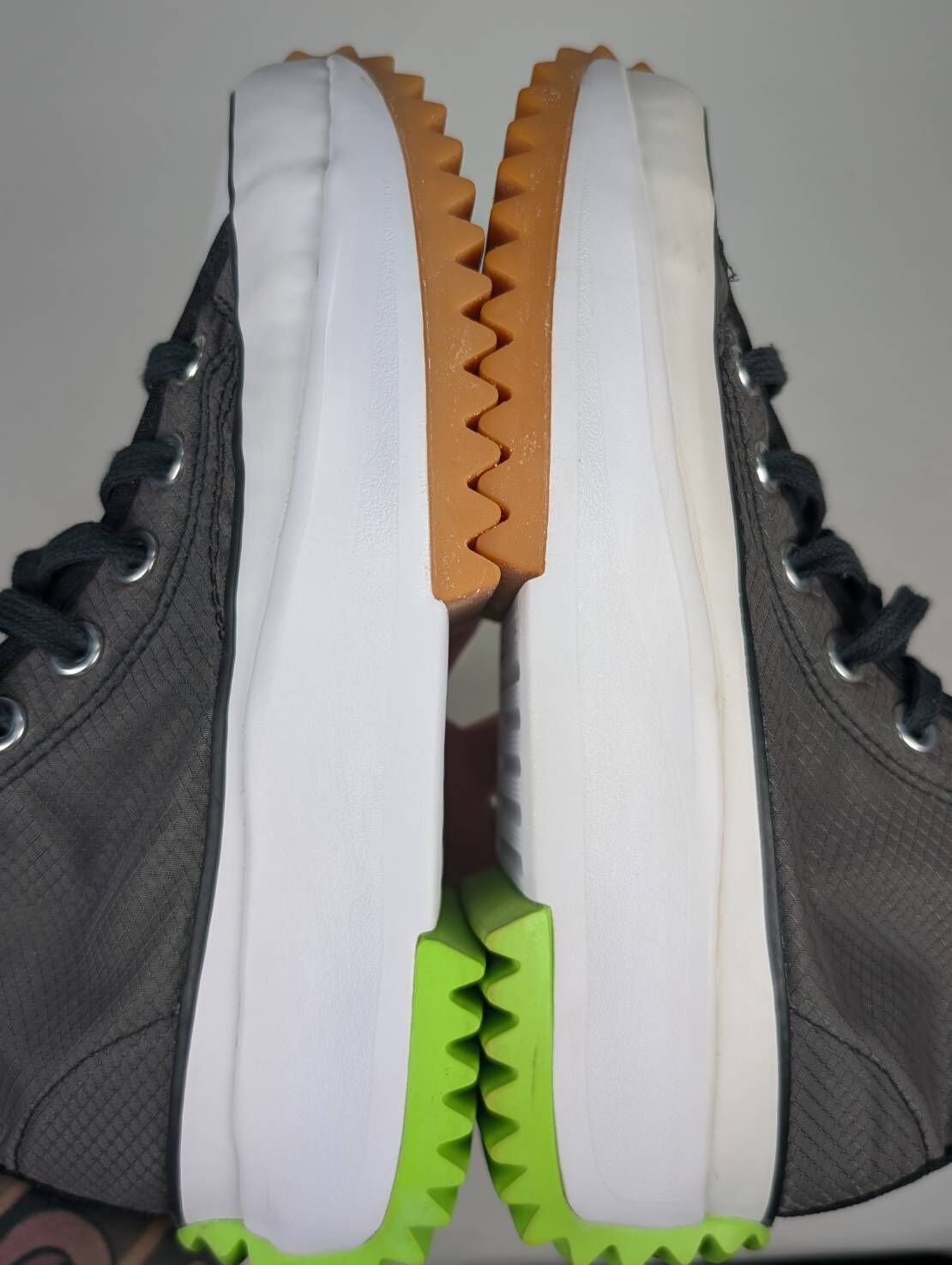 微瑕疵-左腳鞋面泛黃 167852C M4 Converse Run Star Hike 黑綠 半透明 鋸齒