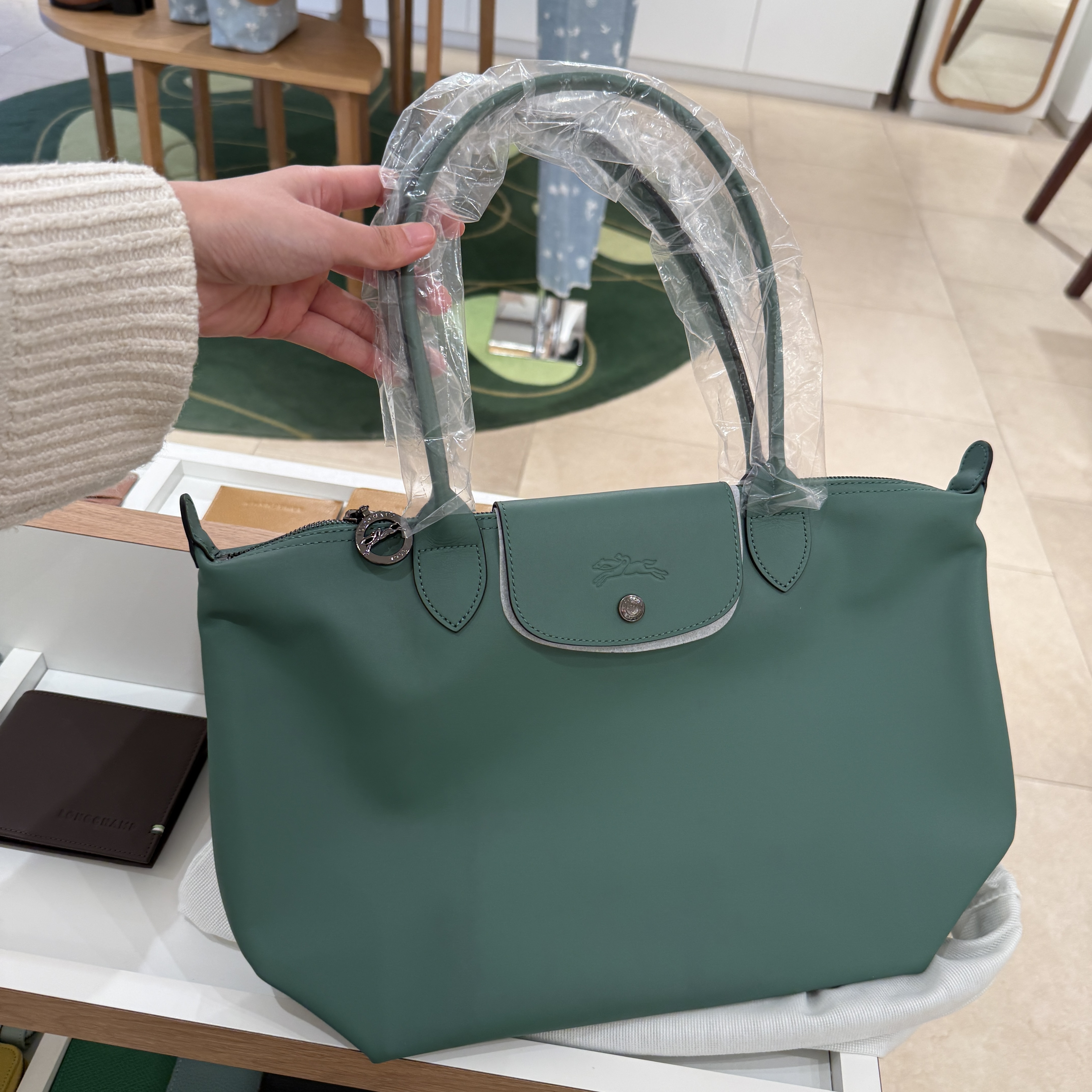 Longchamp le pliage xtra leather tote bag Matt green