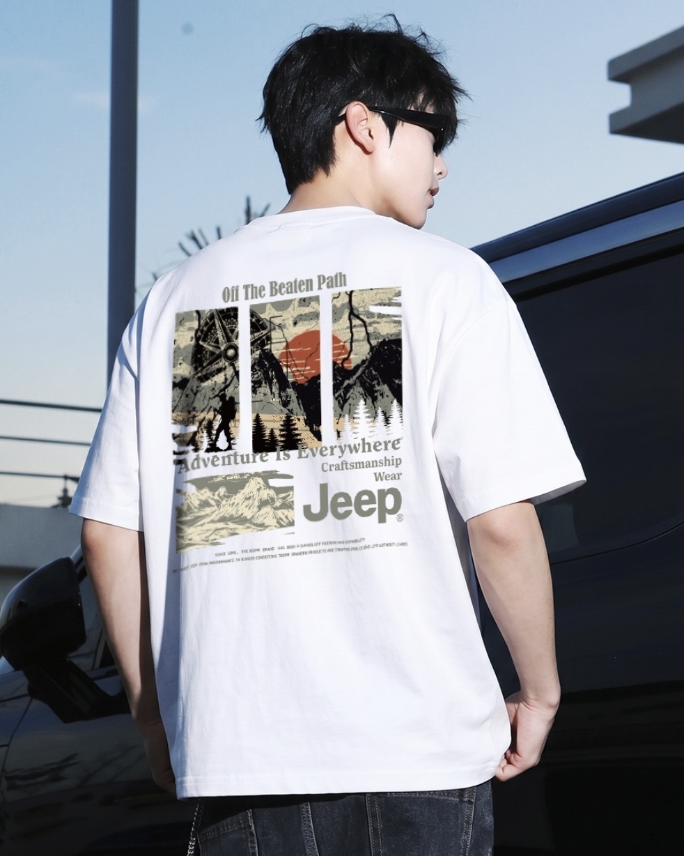 預購 Jeep 「日落山脈」落肩 純棉 短T