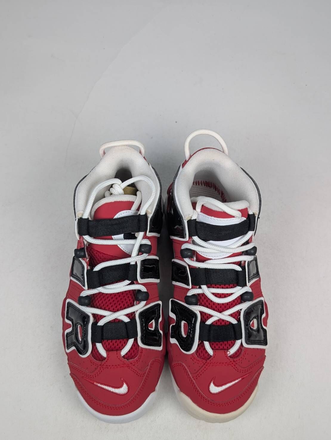 微瑕疵-左腳中底鞋頭泛黃 415082-600 4.5Y Nike Air More Uptempo GS 紅黑 大AIR 大童
