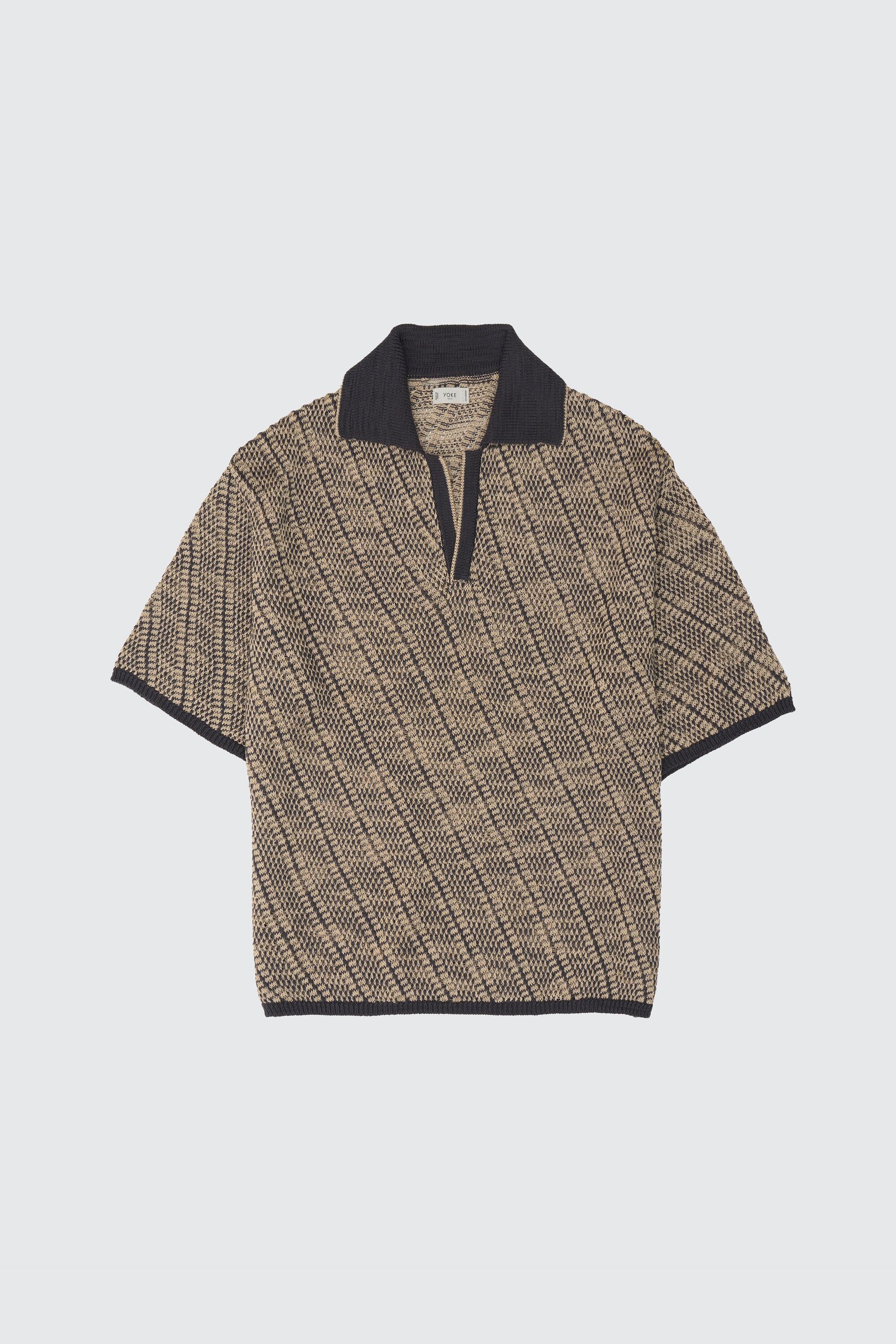 YOKE DIAGONAL KNIT SKIPPER SHIRT