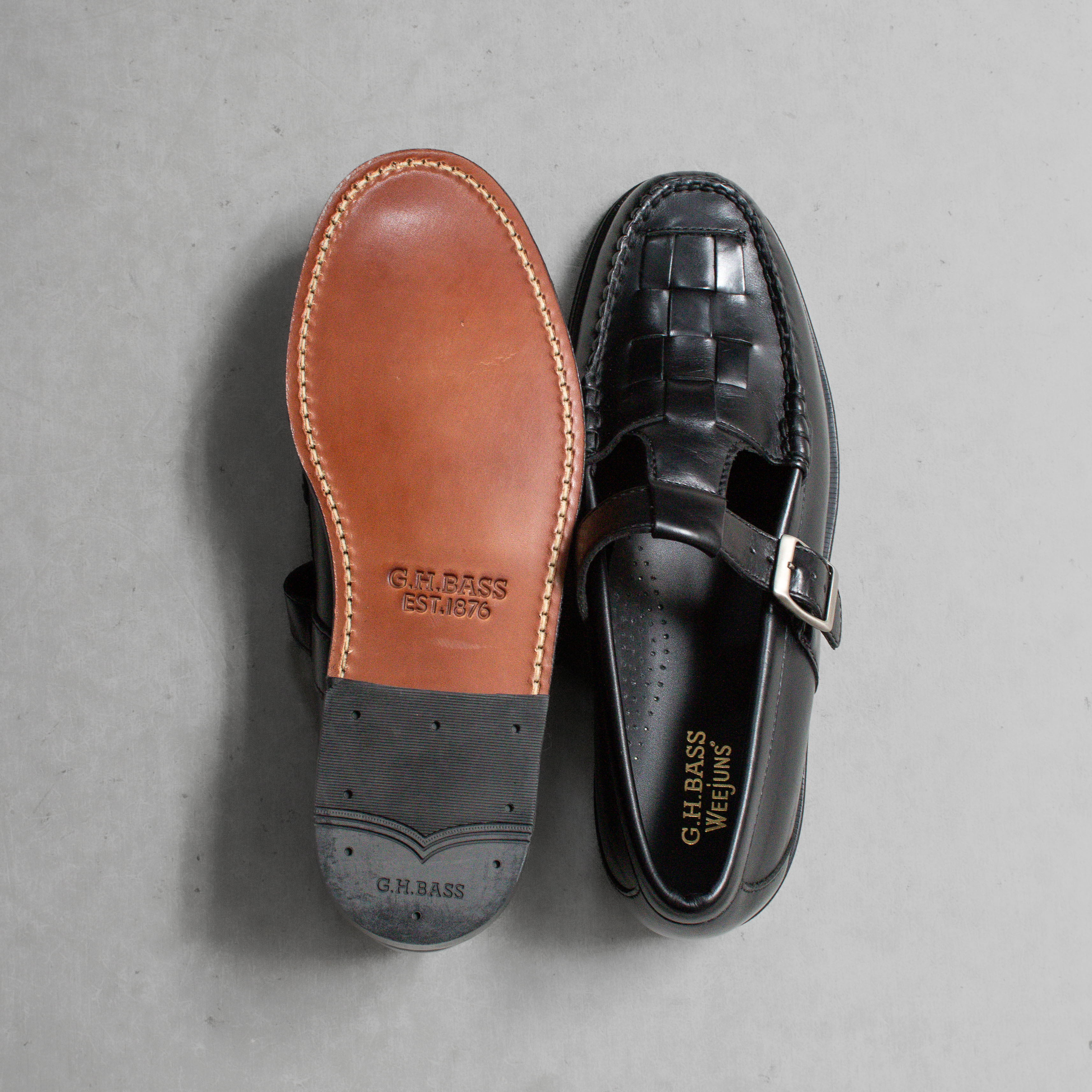 MENS G.H.BASS FISHERMAN SANDALS 男鞋 牛皮 編織 皮底 涼鞋