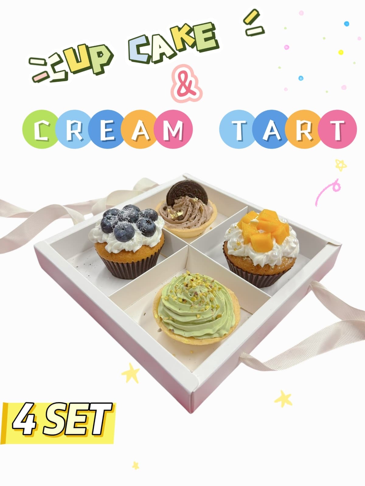 cup cake & cream tart 4set
