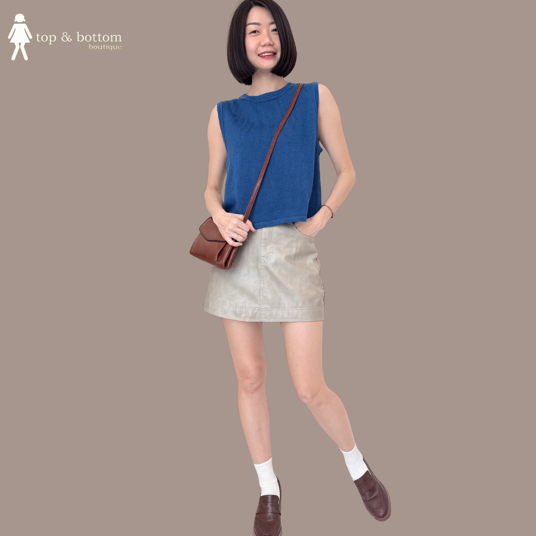 SLEEVELESS PLAIN KNIT BLOUSE