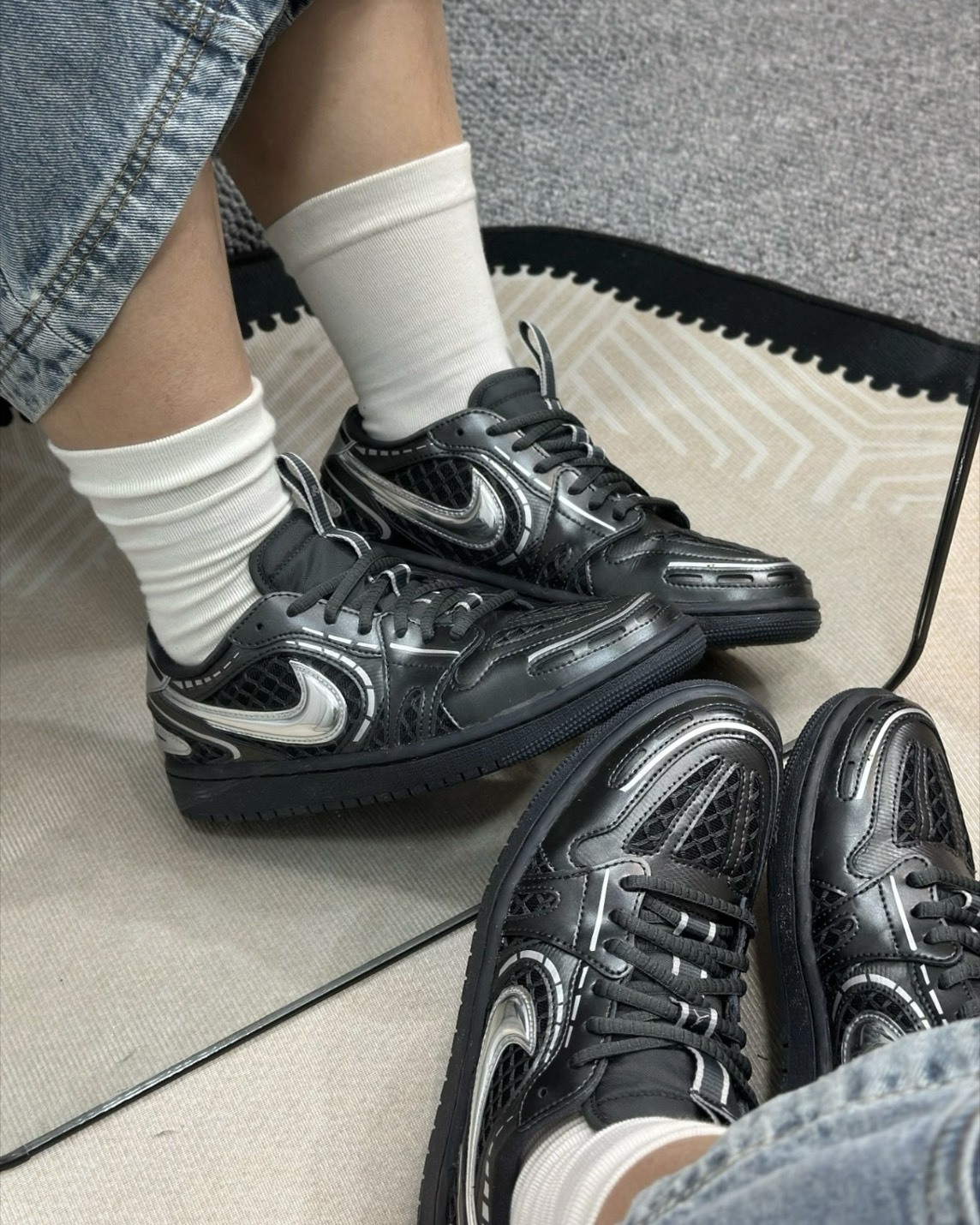 【逢甲 FUZZY】W Air Jordan 1 Low MM V3 "Black Silver" 解構 未來感 黑銀 HQ2186-001