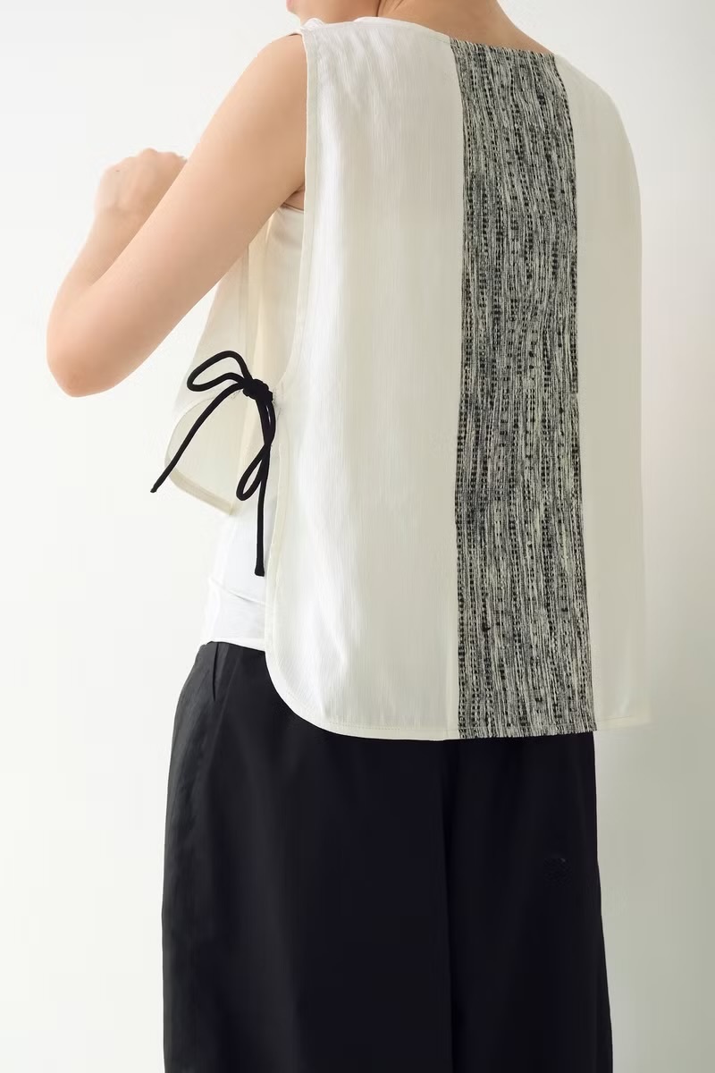川衣 WEAR BEING｜前短後長絲質拼接外罩背心