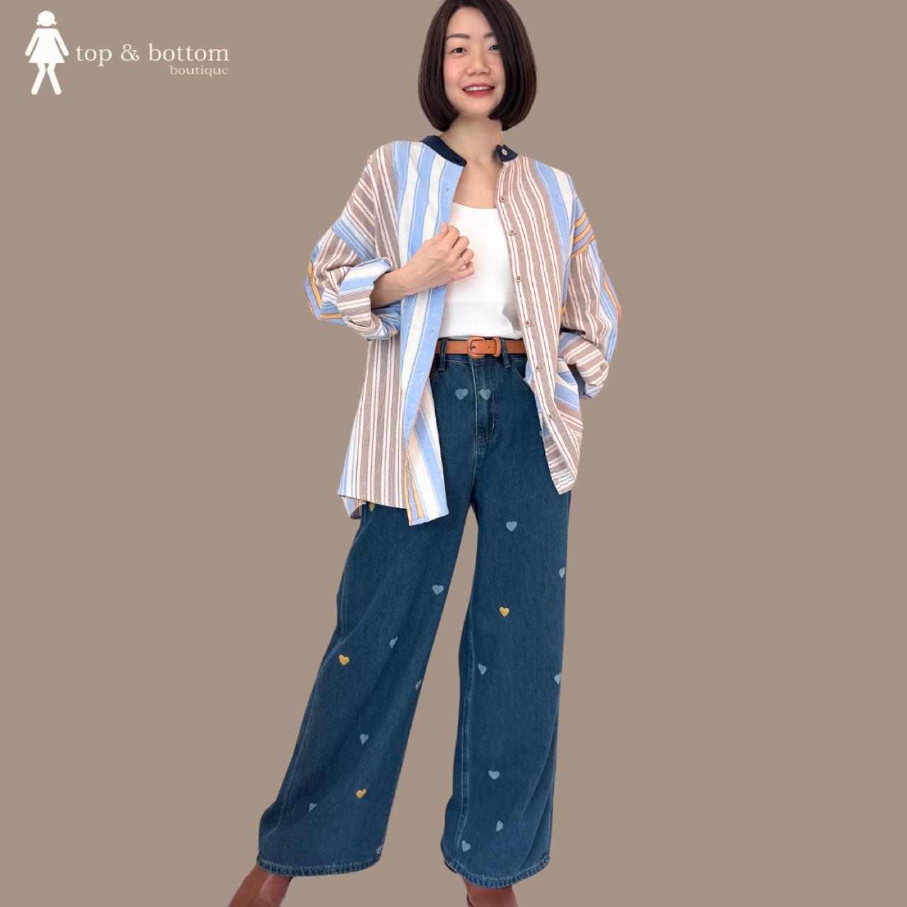 DENIM LOVE PRINTED WIDE LEG JEANS