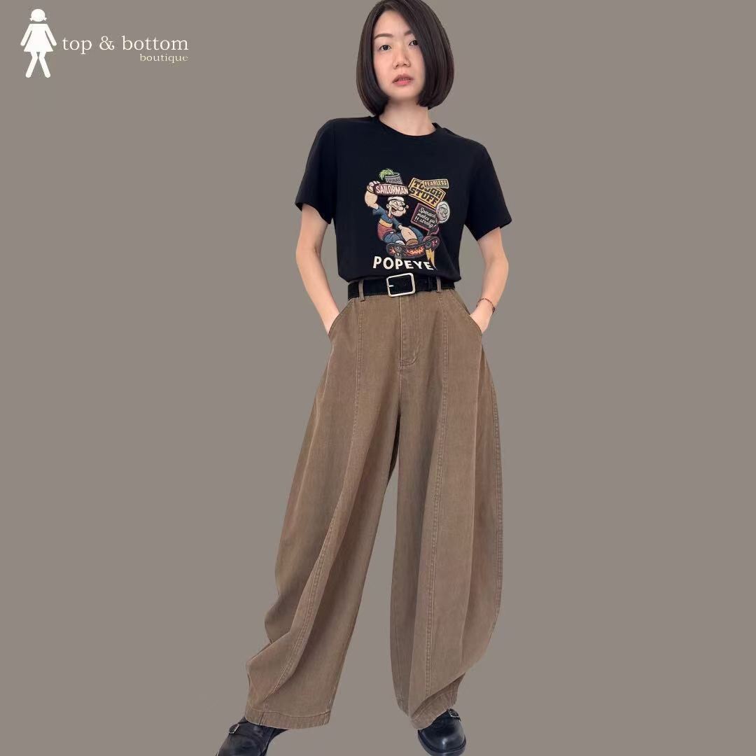 VINTAGE COTTON DENIM HAREM LONG PANT