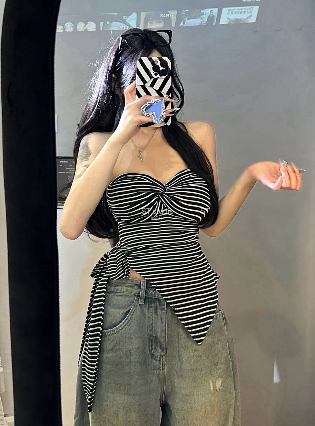 辣妹條紋抹胸背心❣️
