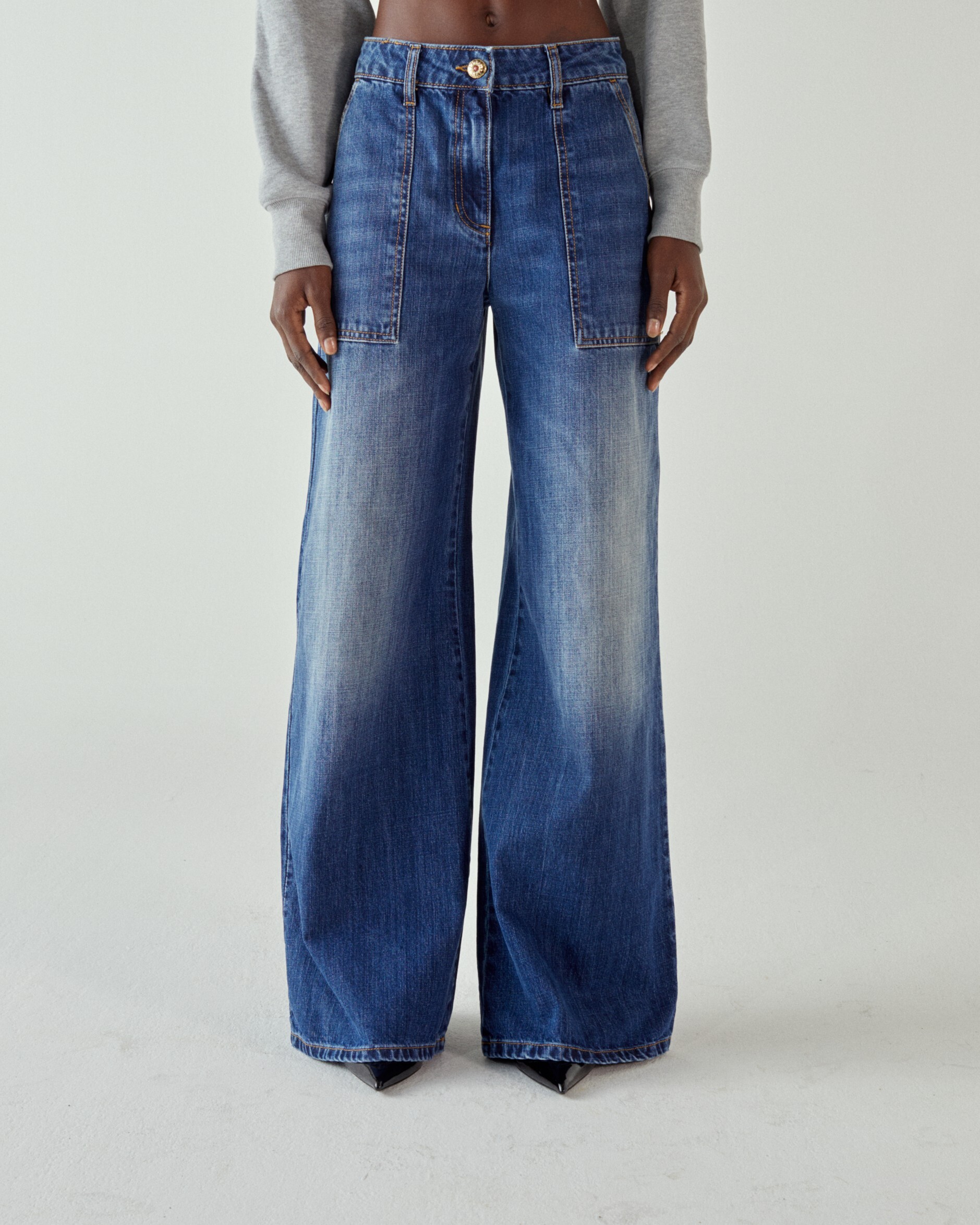 1SJ0503-058 [SHAFT JEANS] Flaire 疲勞牛仔布 #CI1DAPD12C6 (EU)