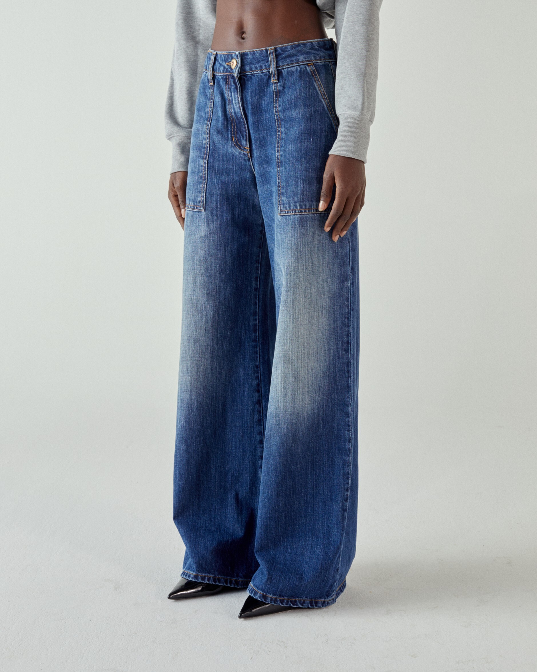 1SJ0503-058 [SHAFT JEANS] Flaire 疲勞牛仔布 #CI1DAPD12C6 (EU)