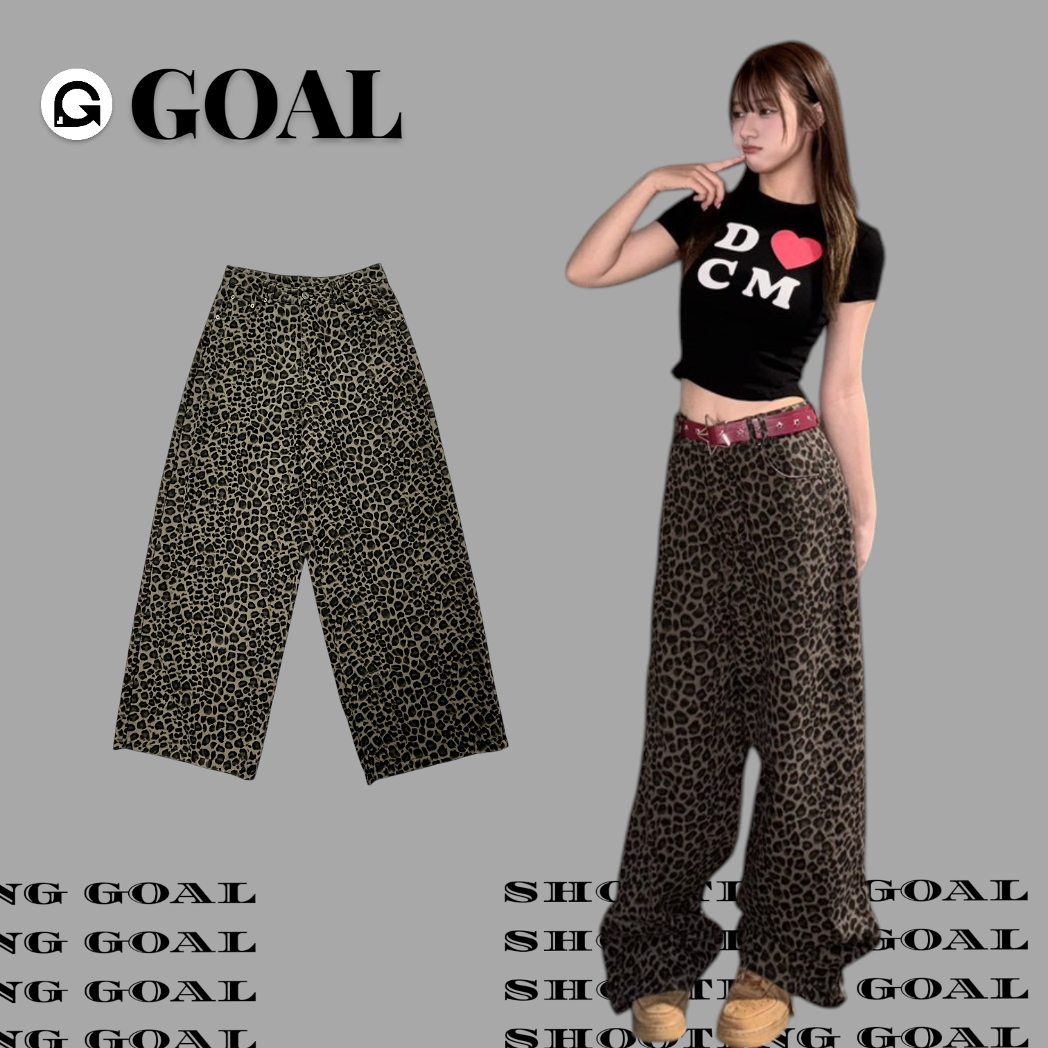 (GOAL) ERHU 豹紋滿版落地褲 93210
