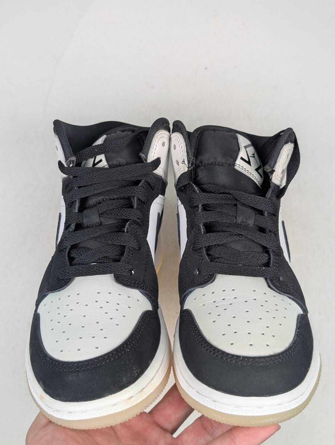 微瑕疵-左右腳中底鞋底泛黃 DN4321-100 3.5Y Air Jordan 1 Mid SE GS Diamond 鑽石 白黑 熊貓 AJ1 女款