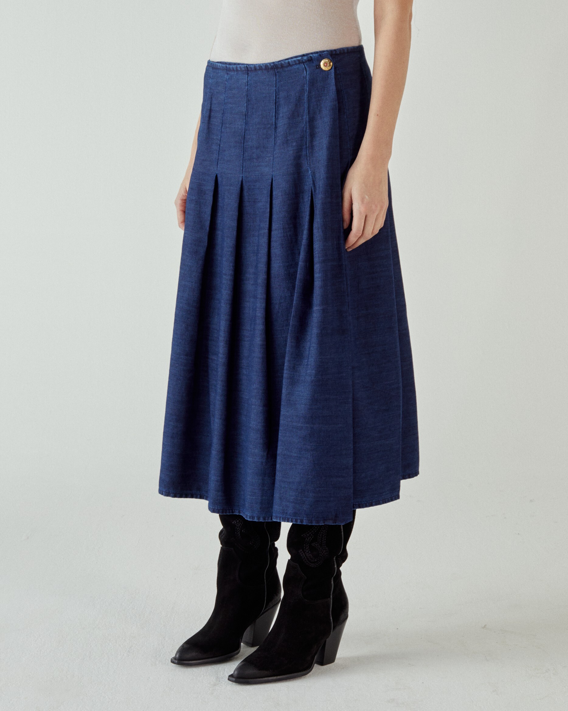 1SJ0503-063 [SHAFT JEANS] 準備穿蘇格蘭裙牛仔布 #CI1DBQD1424 (EU)