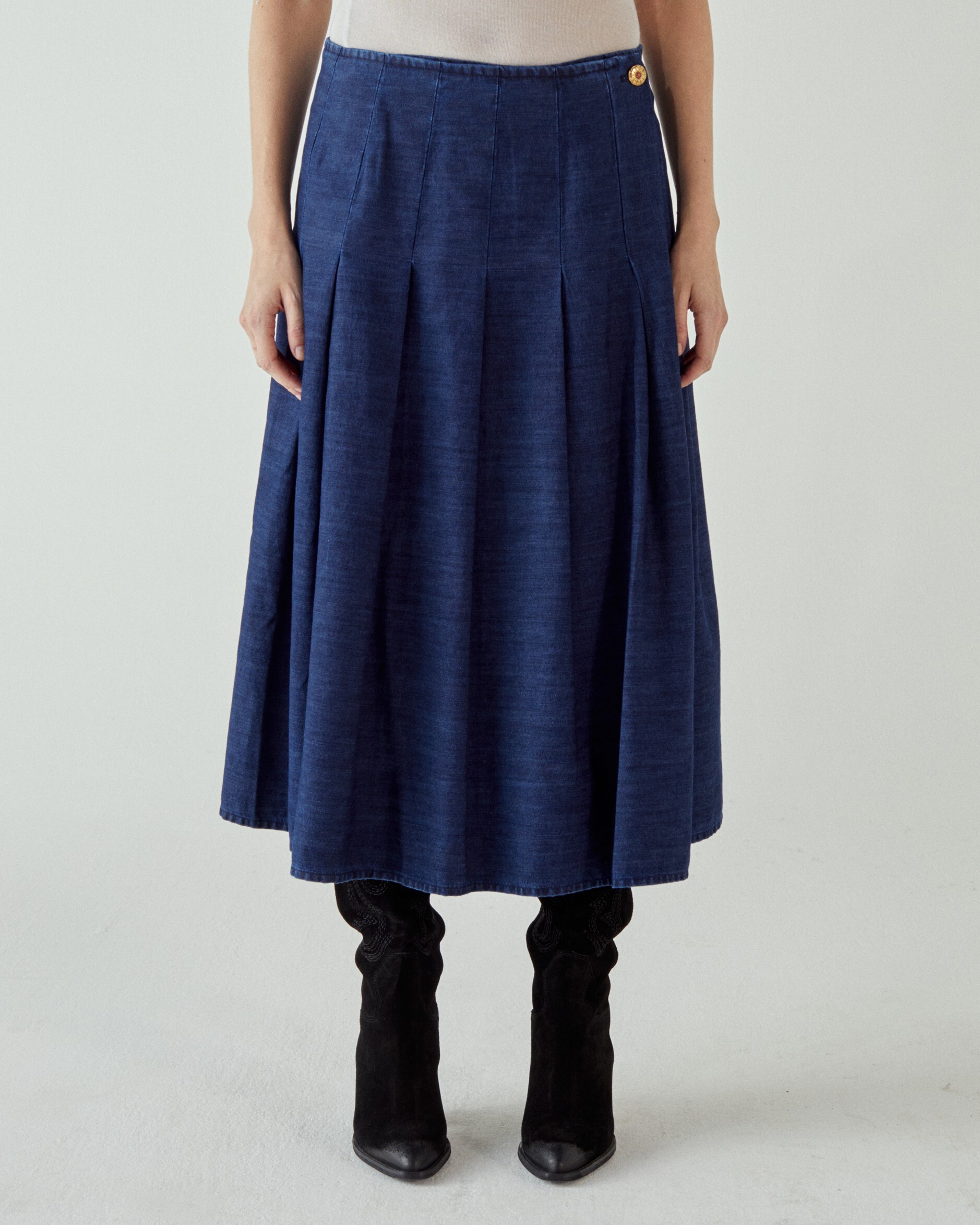 1SJ0503-063 [SHAFT JEANS] 準備穿蘇格蘭裙牛仔布 #CI1DBQD1424 (EU)